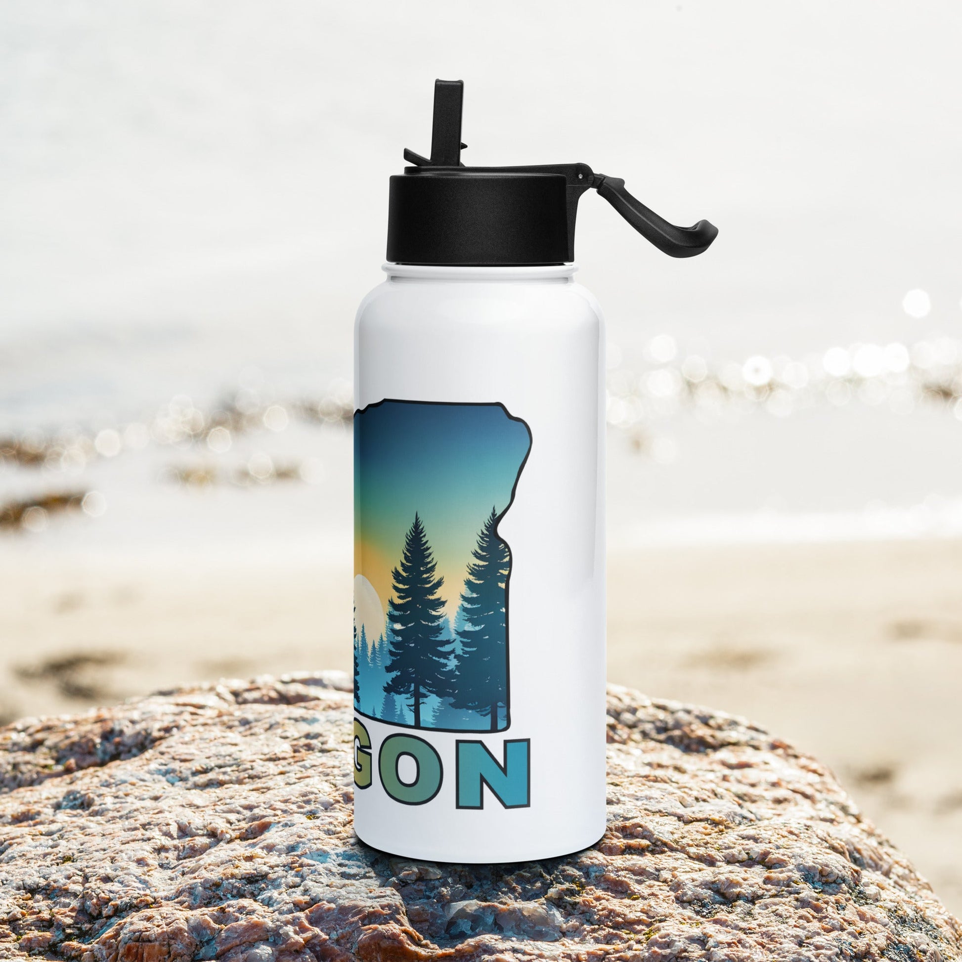 Oregon Sunset Forest II Stainless Steel Water Bottle With Straw Lid - Stainless Steel Water Bottle With Straw Lid - Discovery Co.
