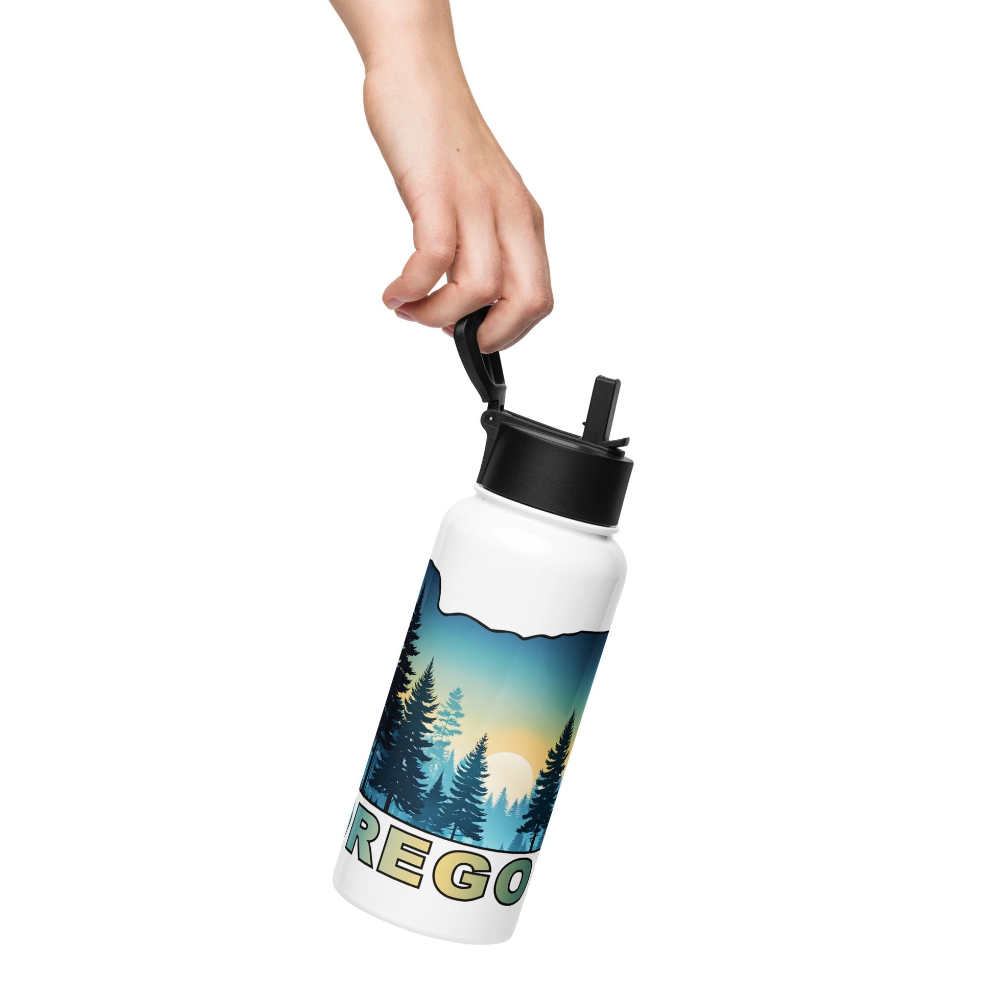 Oregon Sunset Forest II Stainless Steel Water Bottle With Straw Lid - Stainless Steel Water Bottle With Straw Lid - Discovery Co.