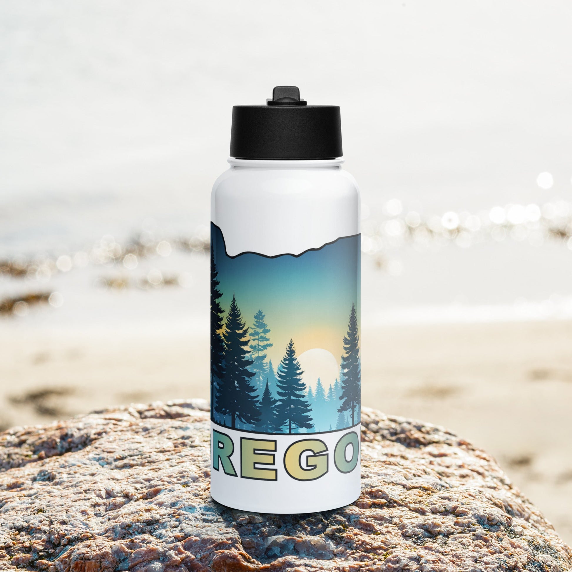 Oregon Sunset Forest II Stainless Steel Water Bottle With Straw Lid - Stainless Steel Water Bottle With Straw Lid - Discovery Co.