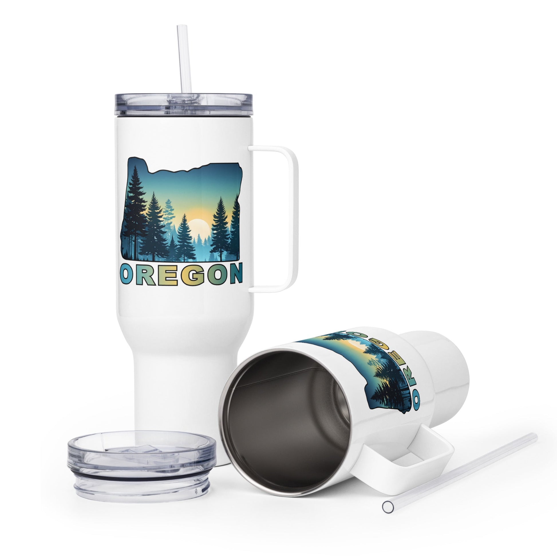 Oregon Sunset Forest II Travel Mug With Handle (25 oz and 40 oz) - Travel Mug - Discovery Co.
