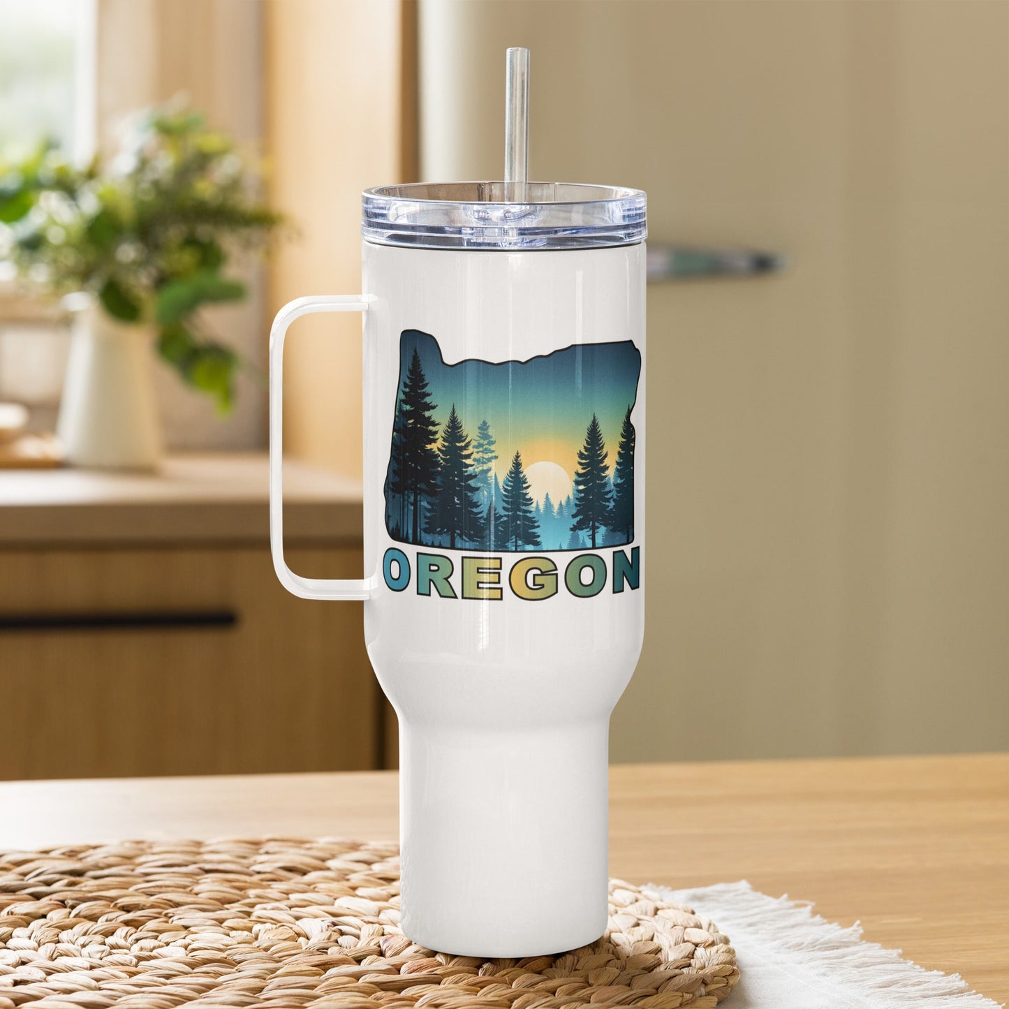 Oregon Sunset Forest II Travel Mug With Handle (25 oz and 40 oz) - Travel Mug - Discovery Co.