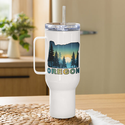 Oregon Sunset Forest II Travel Mug With Handle (25 oz and 40 oz) - Travel Mug - Discovery Co.