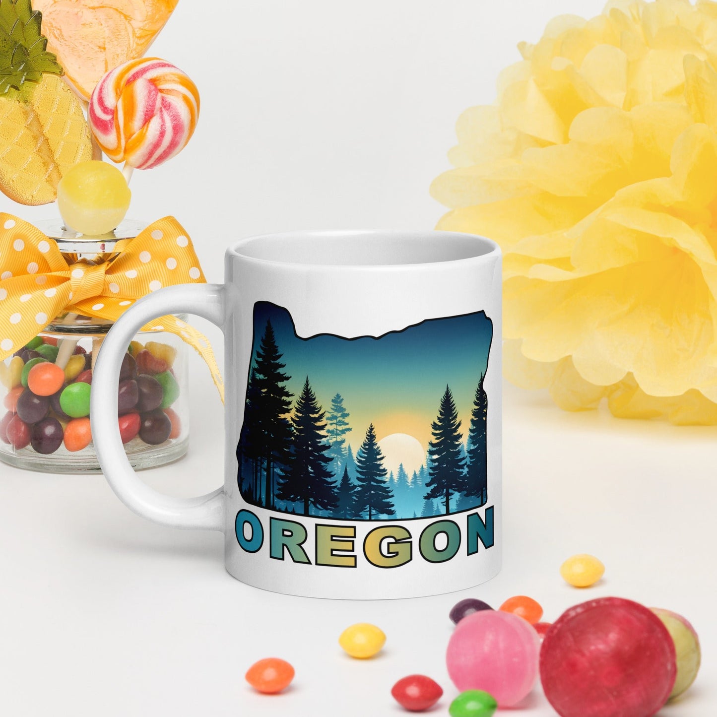 Oregon Sunset Forest II White Glossy Mug (11 oz, 15 oz, 20 oz) - Mugs - Discovery Co.