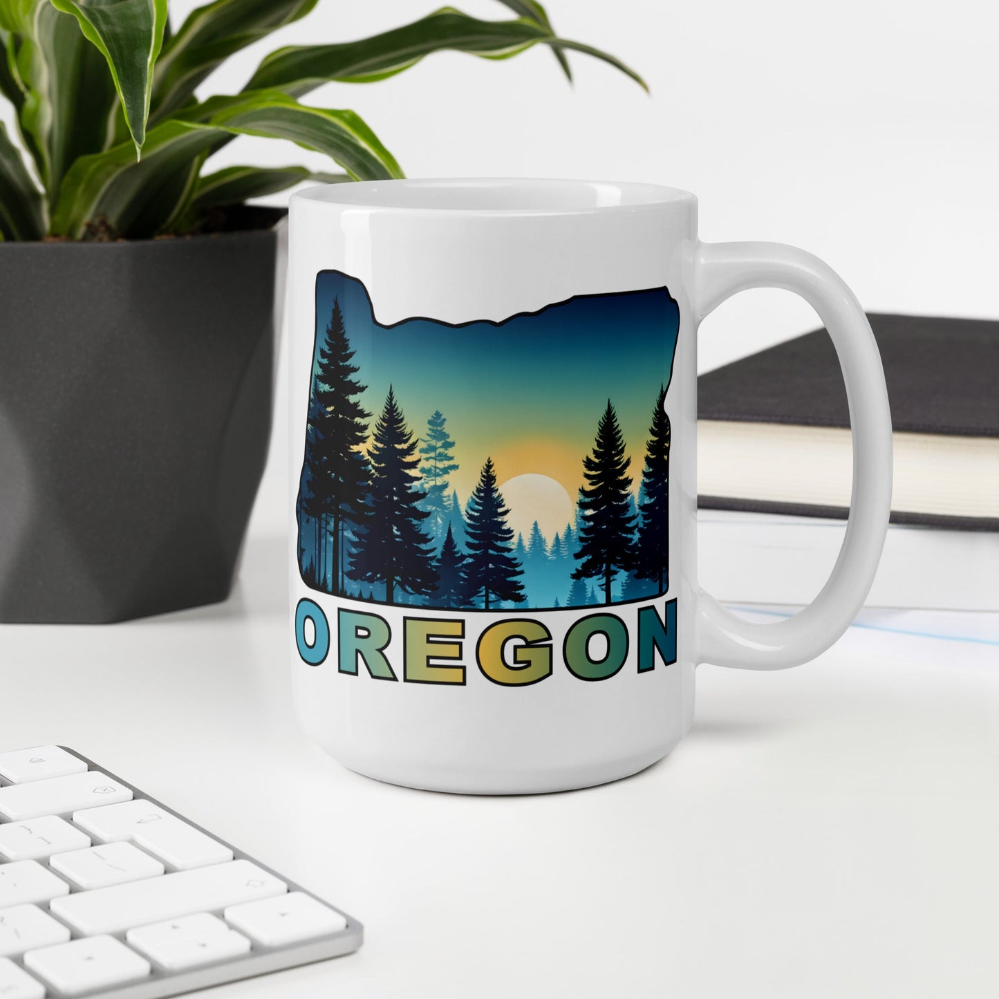 Oregon Sunset Forest II White Glossy Mug (11 oz, 15 oz, 20 oz) - Mugs - Discovery Co.