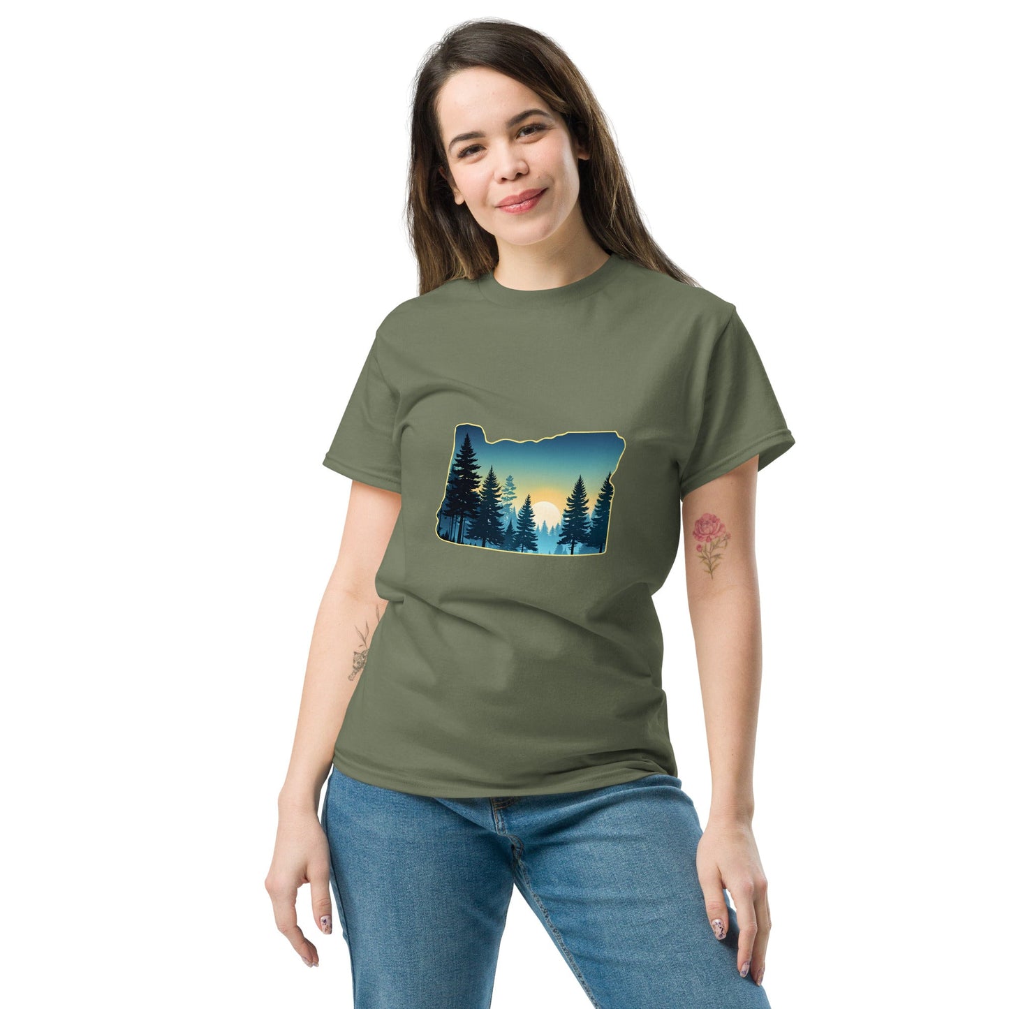 Oregon Sunset Forest Women's Classic Tee - Women's Shirts - Discovery Co.