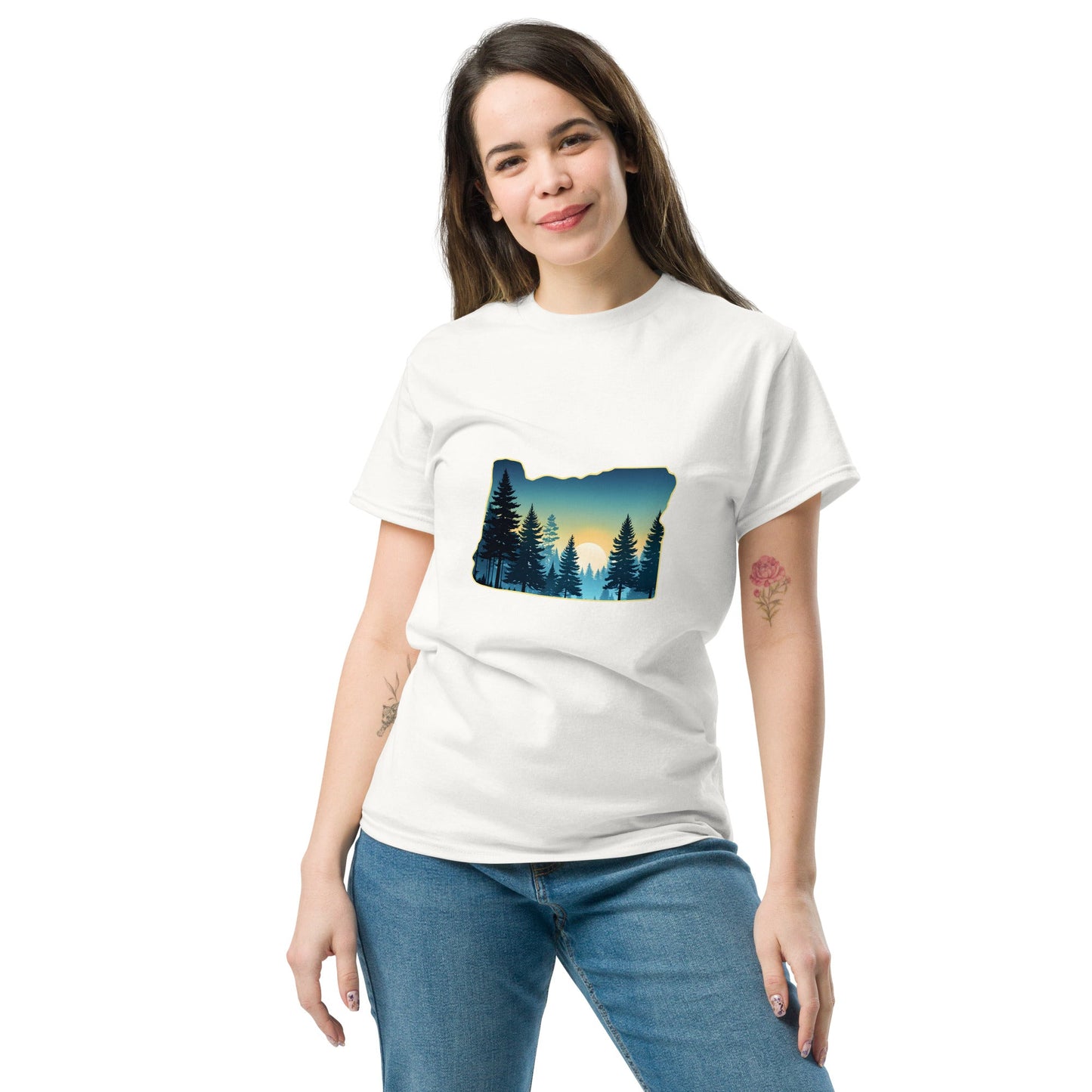 Oregon Sunset Forest Women's Classic Tee - Women's Shirts - Discovery Co.