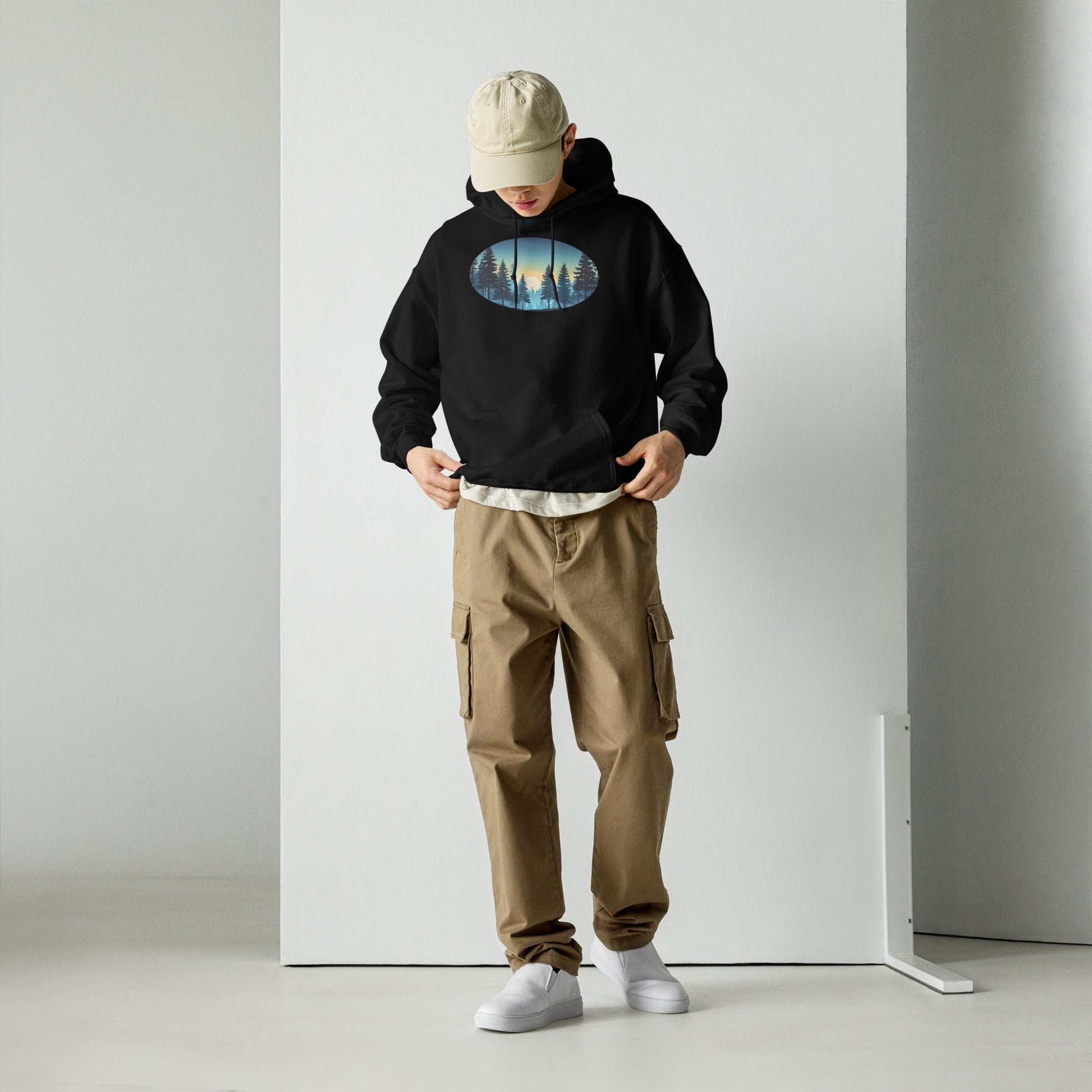 Oval Sunset Forest Men's (Unisex) Hoodie - Hoodies - Discovery Co.