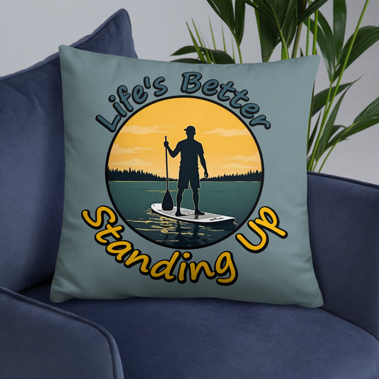 Paddle Boarding "Life's Better Standing Up" Basic Pillow - Pillows - Discovery Co.