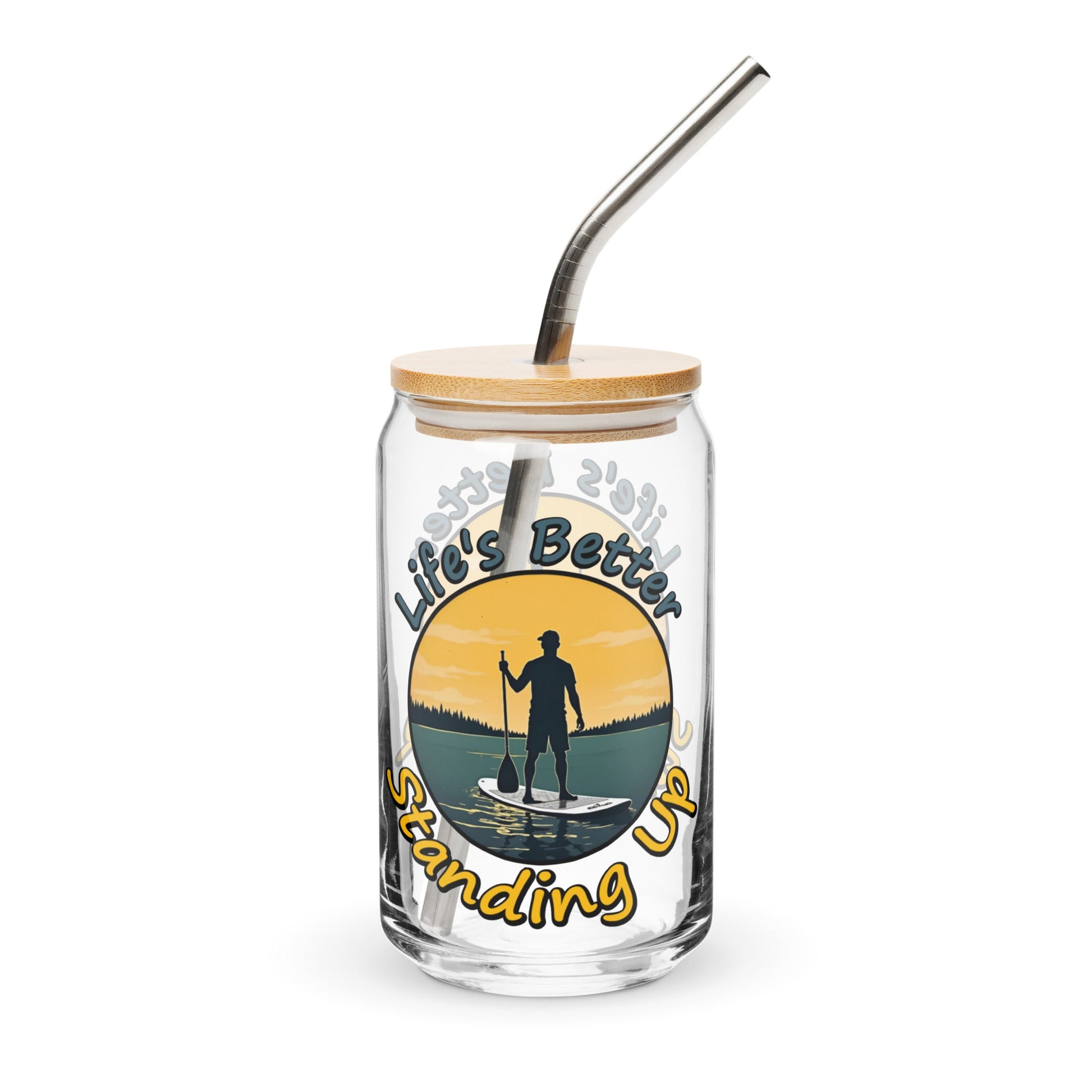 Paddle Boarding "Life's Better Standing Up" Can - Shaped Glass - Can - Shaped Glass - Discovery Co.