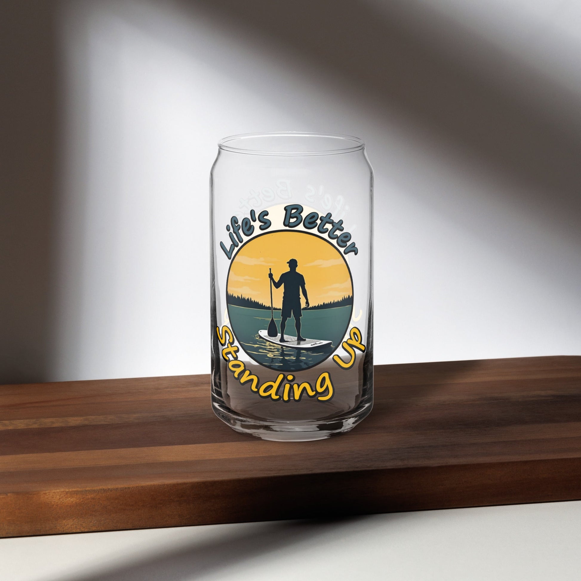 Paddle Boarding "Life's Better Standing Up" Can - Shaped Glass - Can - Shaped Glass - Discovery Co.