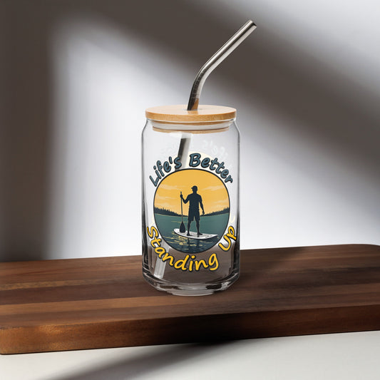 Paddle Boarding "Life's Better Standing Up" Can - Shaped Glass - Can - Shaped Glass - Discovery Co.