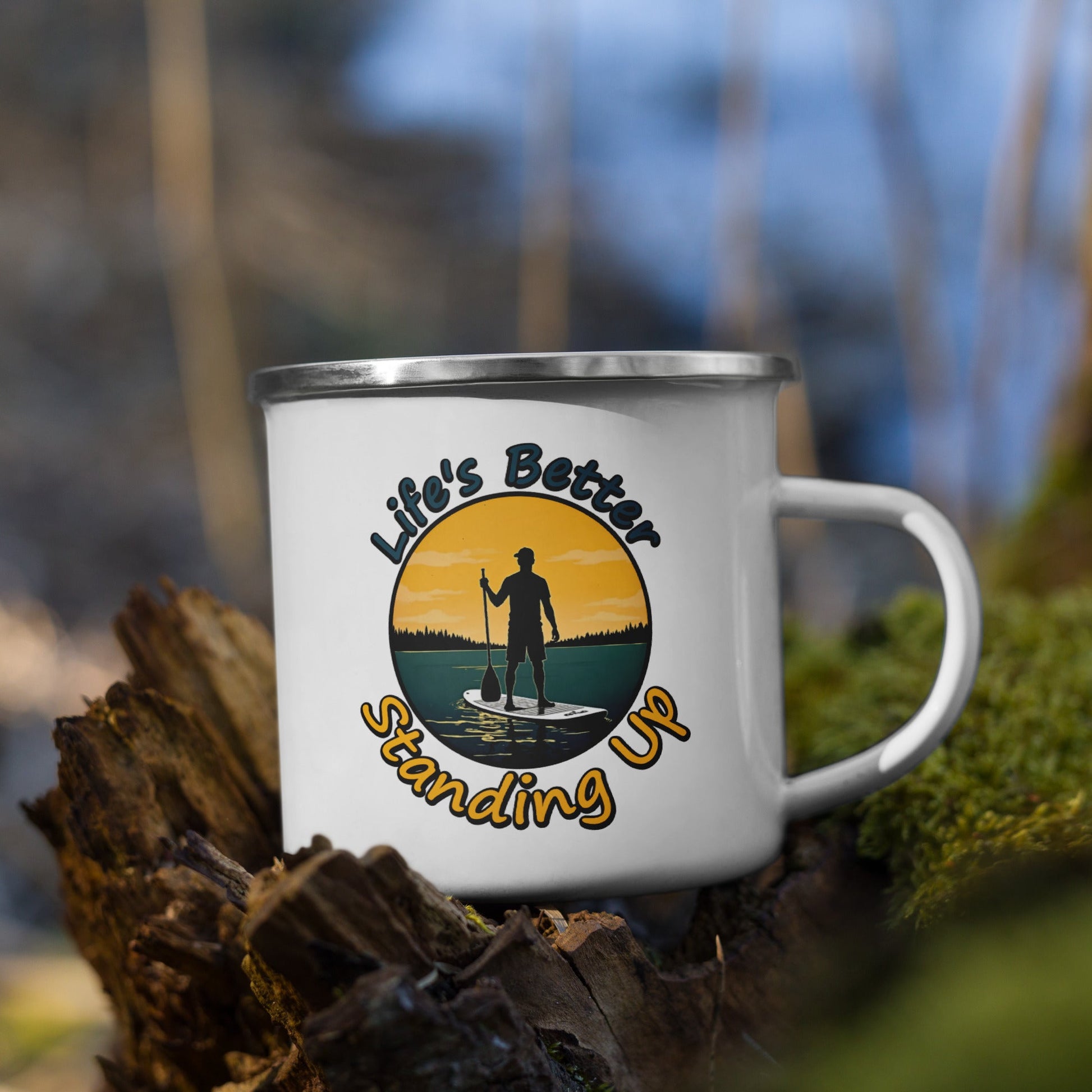 Paddle Boarding "Life's Better Standing Up" Enamel Mug - Mugs - Discovery Co.