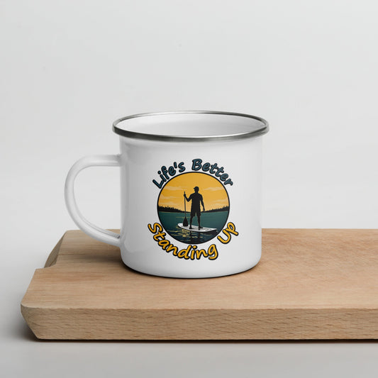 Paddle Boarding "Life's Better Standing Up" Enamel Mug - Mugs - Discovery Co.