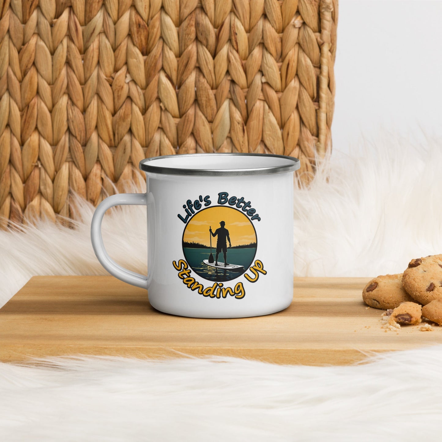 Paddle Boarding "Life's Better Standing Up" Enamel Mug - Mugs - Discovery Co.