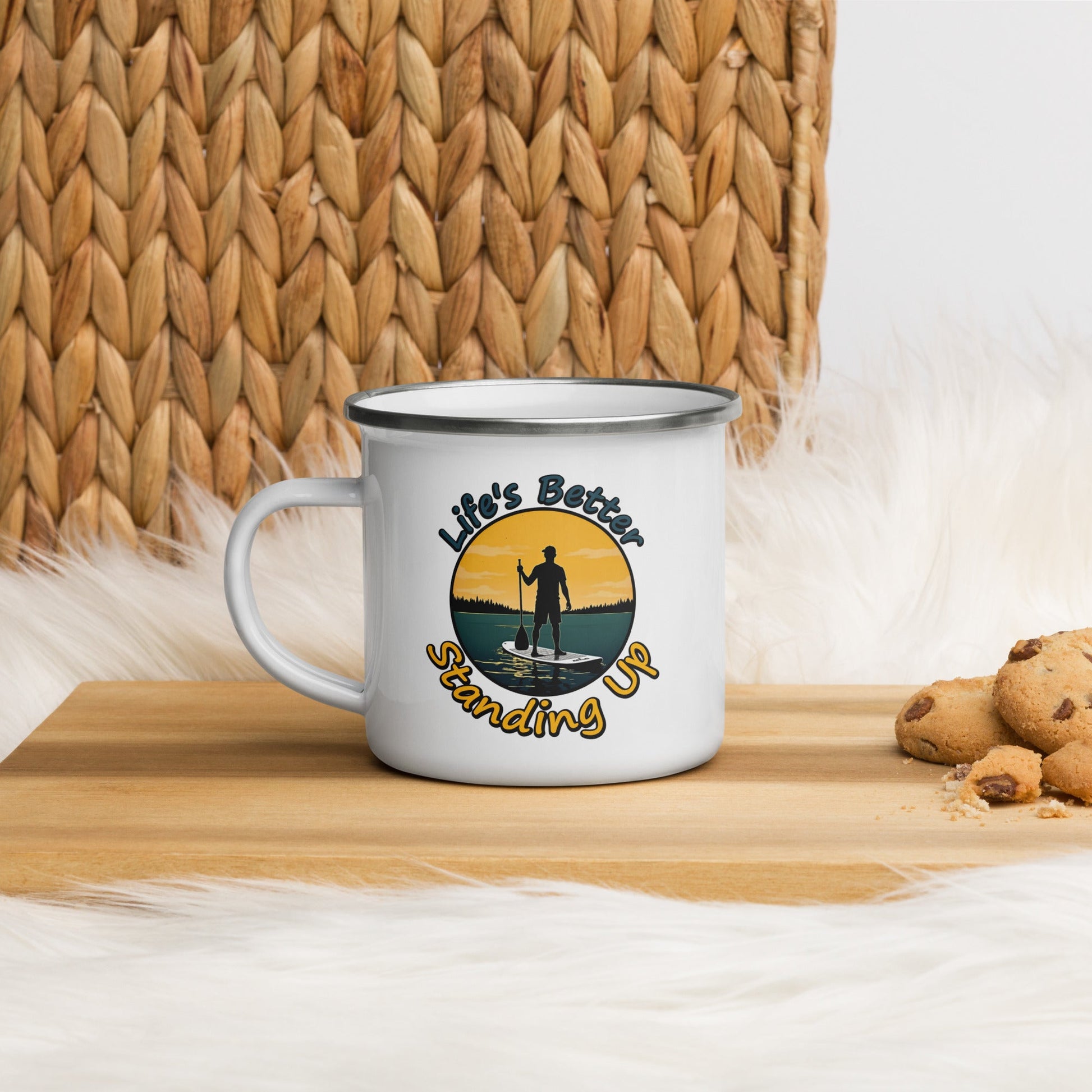 Paddle Boarding "Life's Better Standing Up" Enamel Mug - Mugs - Discovery Co.