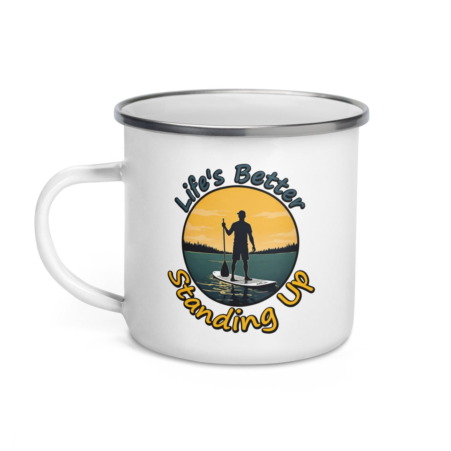 Paddle Boarding "Life's Better Standing Up" Enamel Mug - Mugs - Discovery Co.