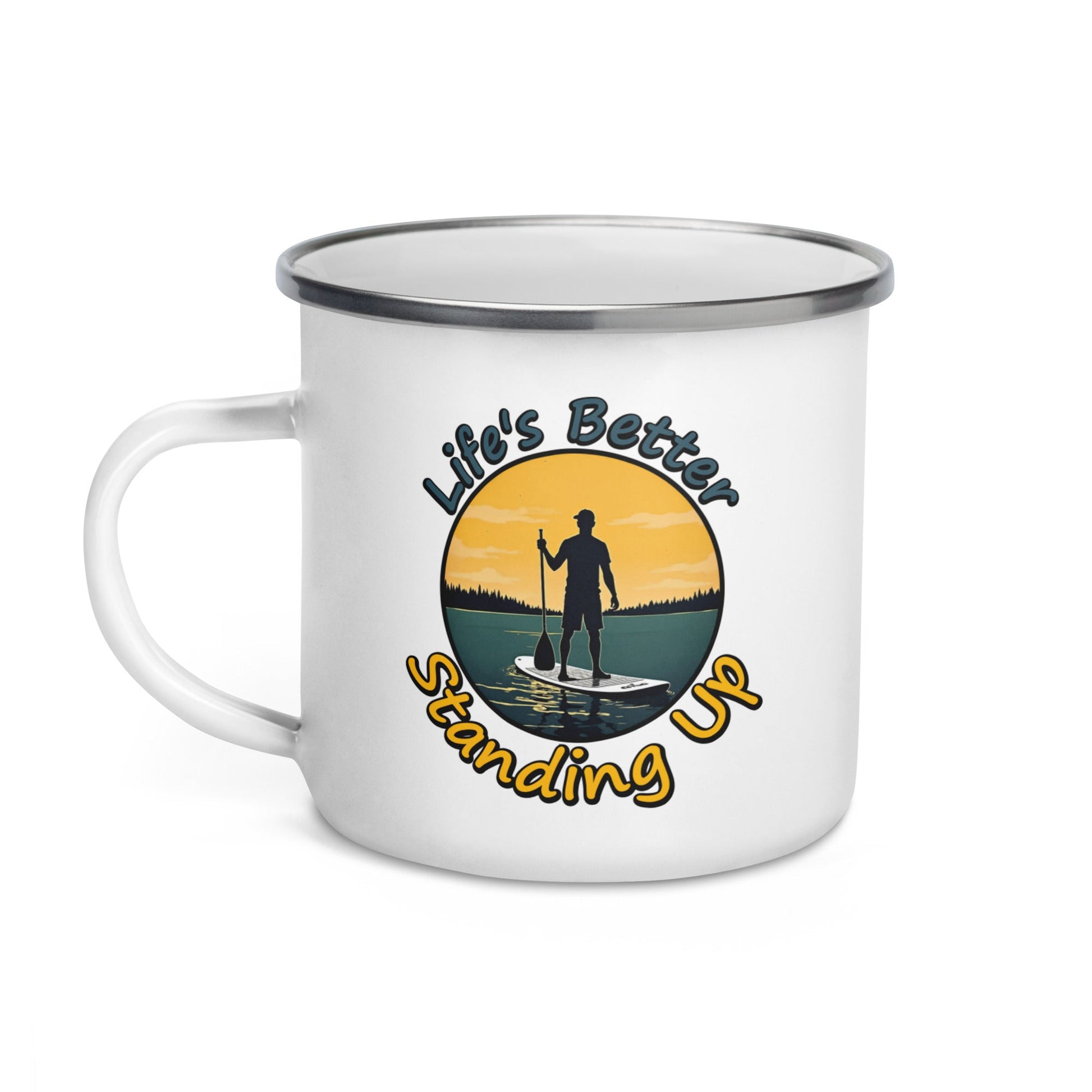Paddle Boarding "Life's Better Standing Up" Enamel Mug - Mugs - Discovery Co.