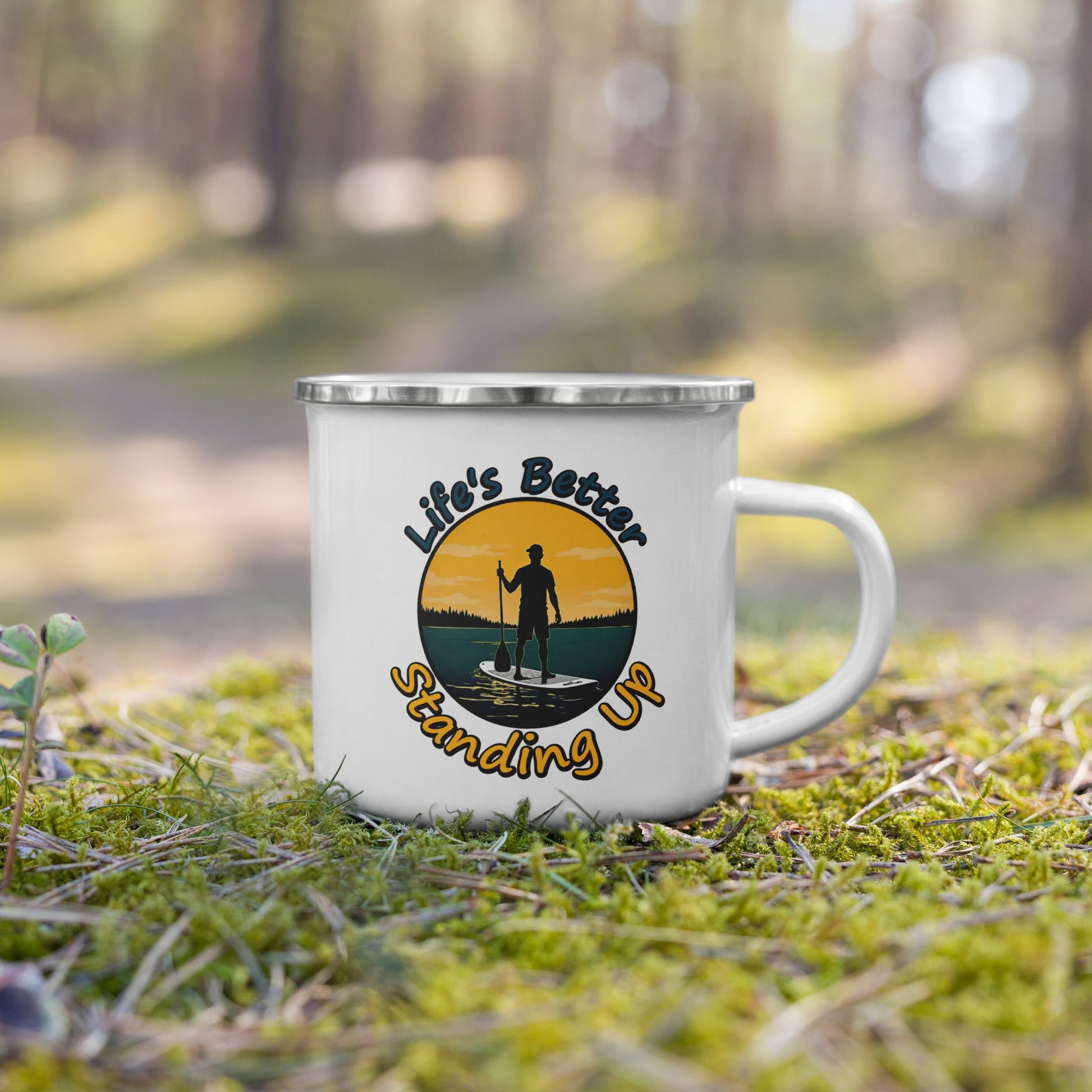Paddle Boarding "Life's Better Standing Up" Enamel Mug - Mugs - Discovery Co.