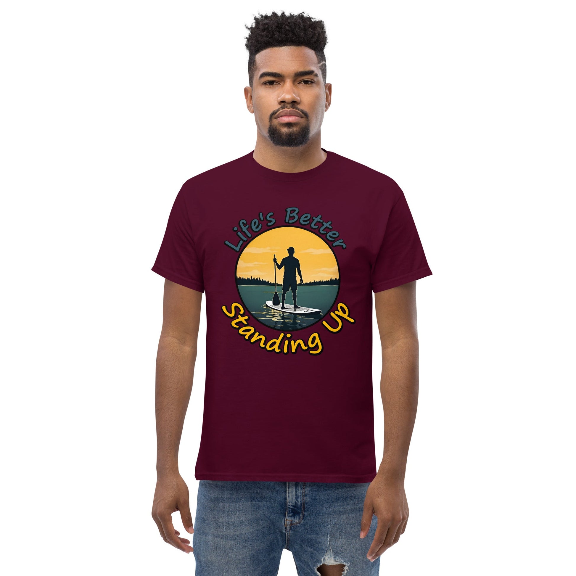 Paddle Boarding "Life's Better Standing Up" Men's (Unisex) Classic Tee - Men's Shirts - Discovery Co.