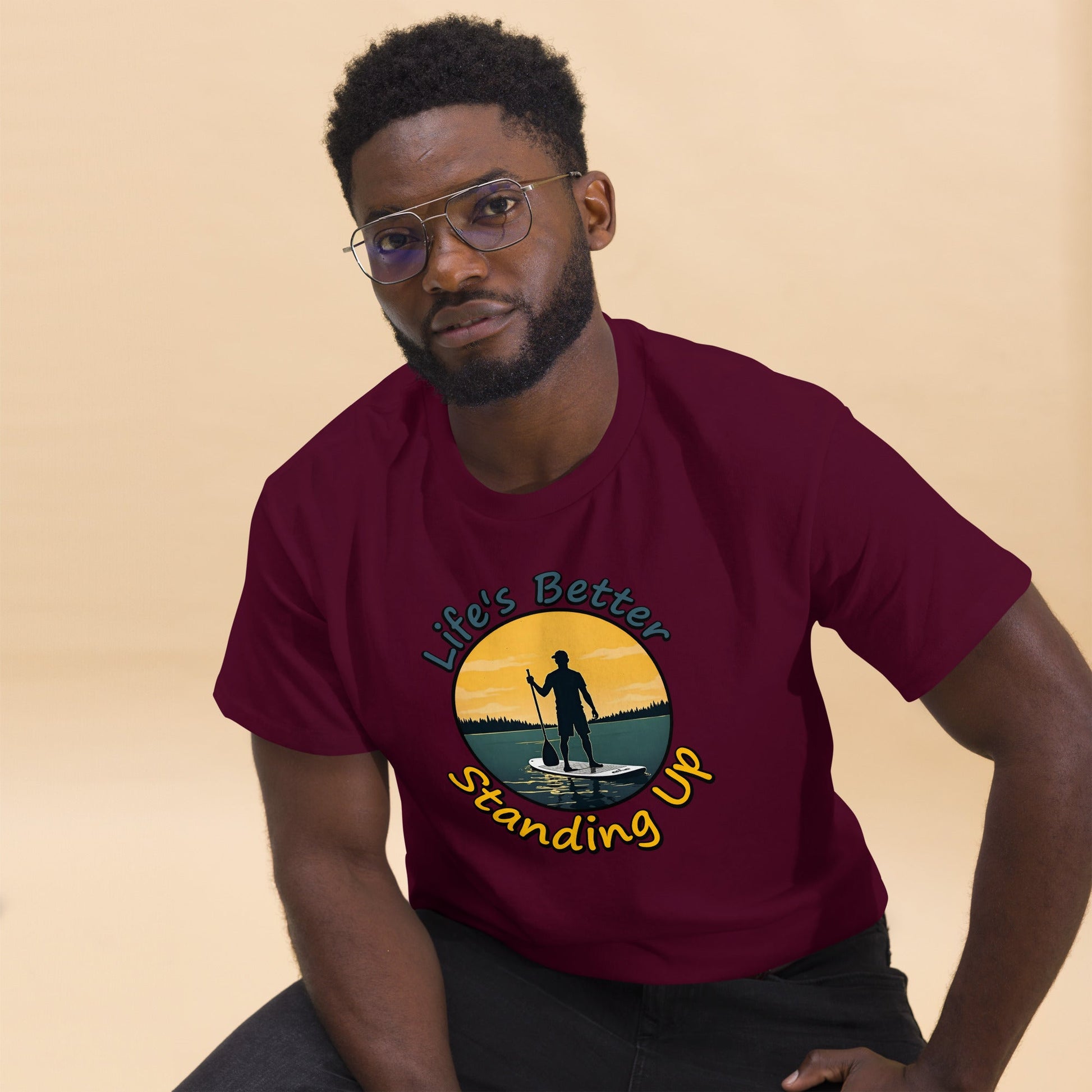 Paddle Boarding "Life's Better Standing Up" Men's (Unisex) Classic Tee - Men's Shirts - Discovery Co.