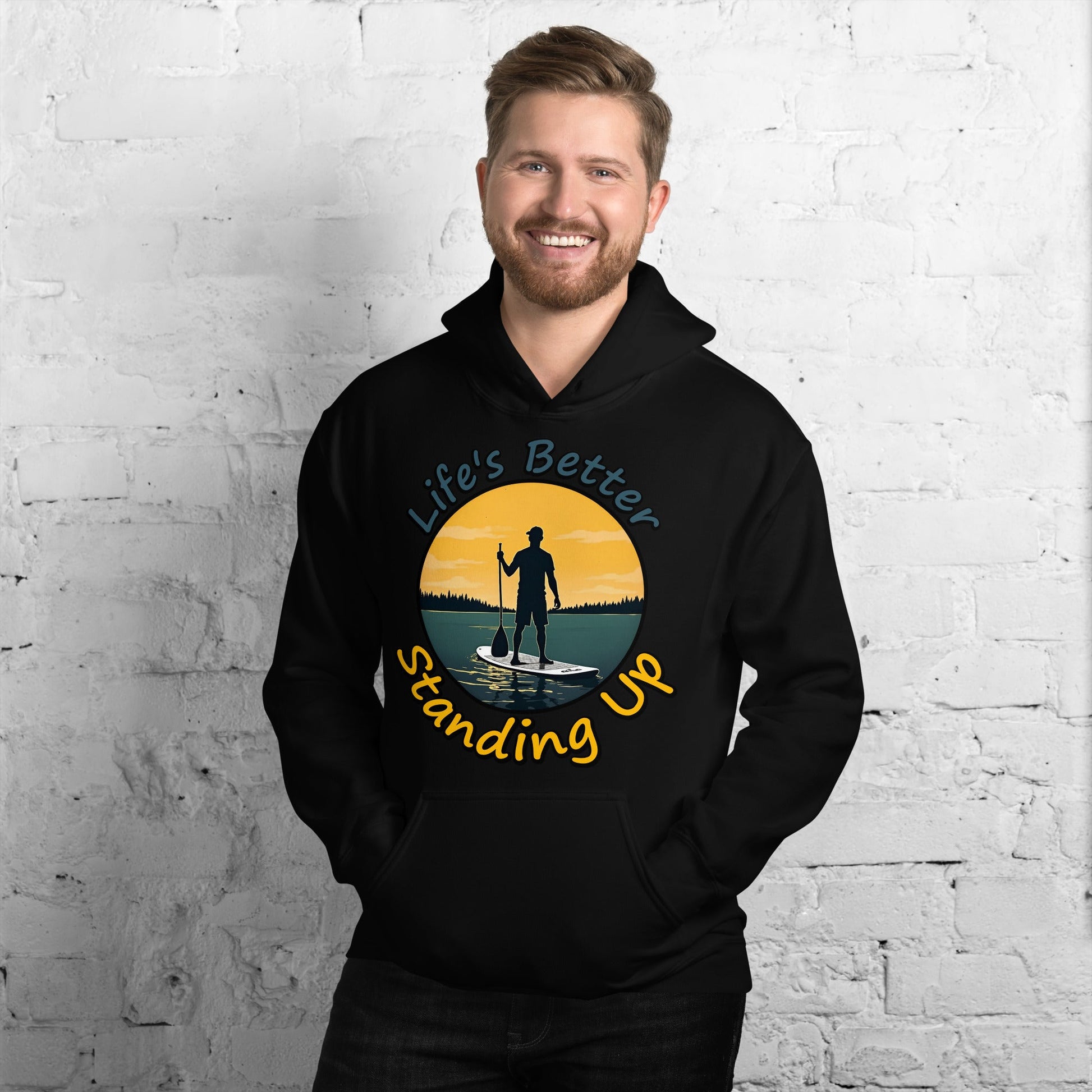 Paddle Boarding "Life's Better Standing Up" Men's (Unisex) Heavy Blend Hoodie - Hoodies - Discovery Co.