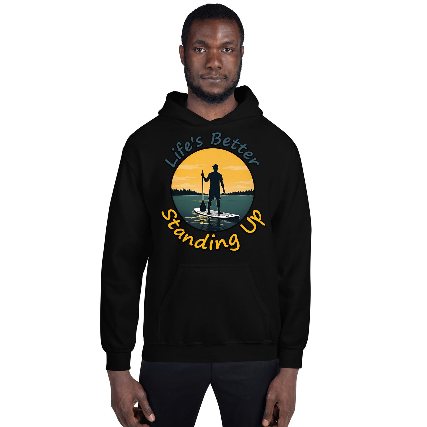 Paddle Boarding "Life's Better Standing Up" Men's (Unisex) Heavy Blend Hoodie - Hoodies - Discovery Co.