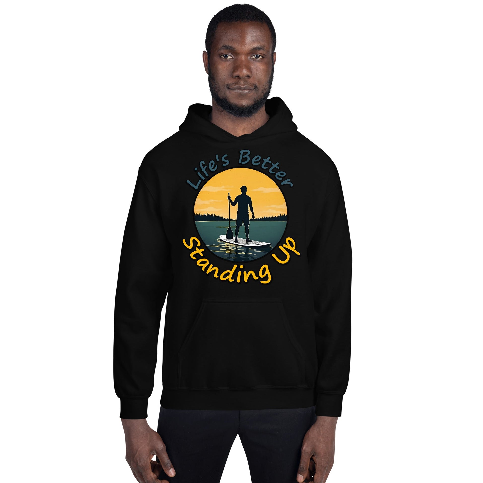 Paddle Boarding "Life's Better Standing Up" Men's (Unisex) Heavy Blend Hoodie - Hoodies - Discovery Co.