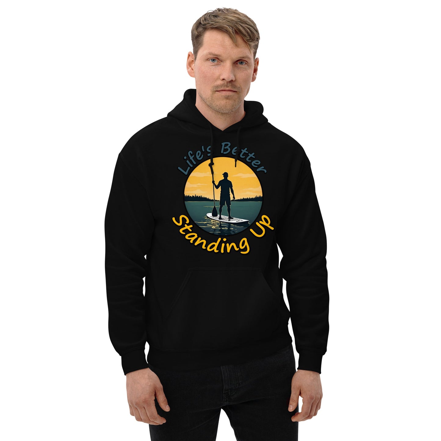 Paddle Boarding "Life's Better Standing Up" Men's (Unisex) Heavy Blend Hoodie - Hoodies - Discovery Co.