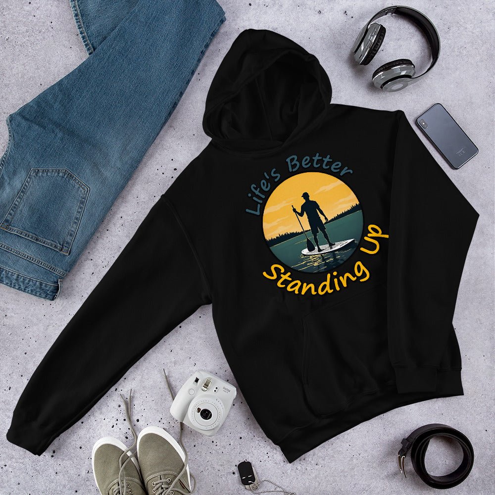Paddle Boarding "Life's Better Standing Up" Men's (Unisex) Heavy Blend Hoodie - Hoodies - Discovery Co.