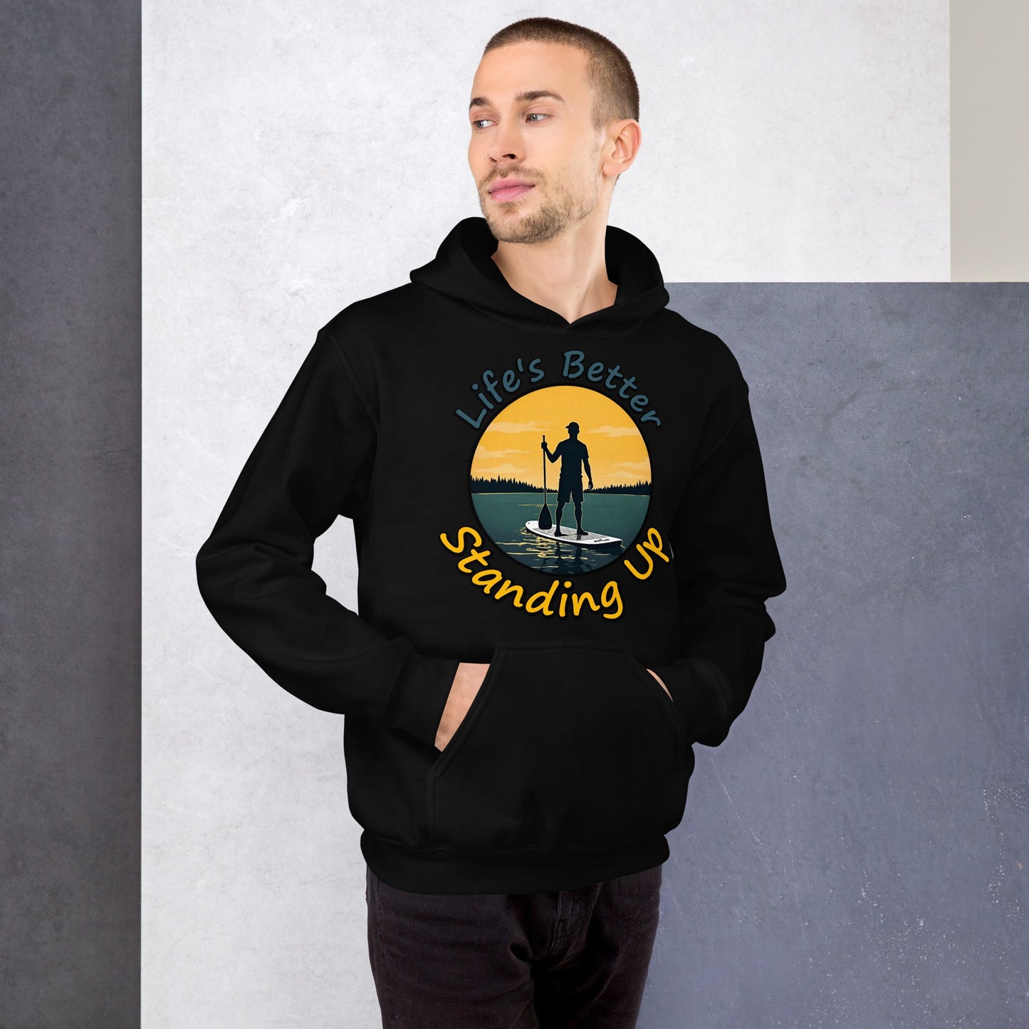 Paddle Boarding "Life's Better Standing Up" Men's (Unisex) Heavy Blend Hoodie - Hoodies - Discovery Co.