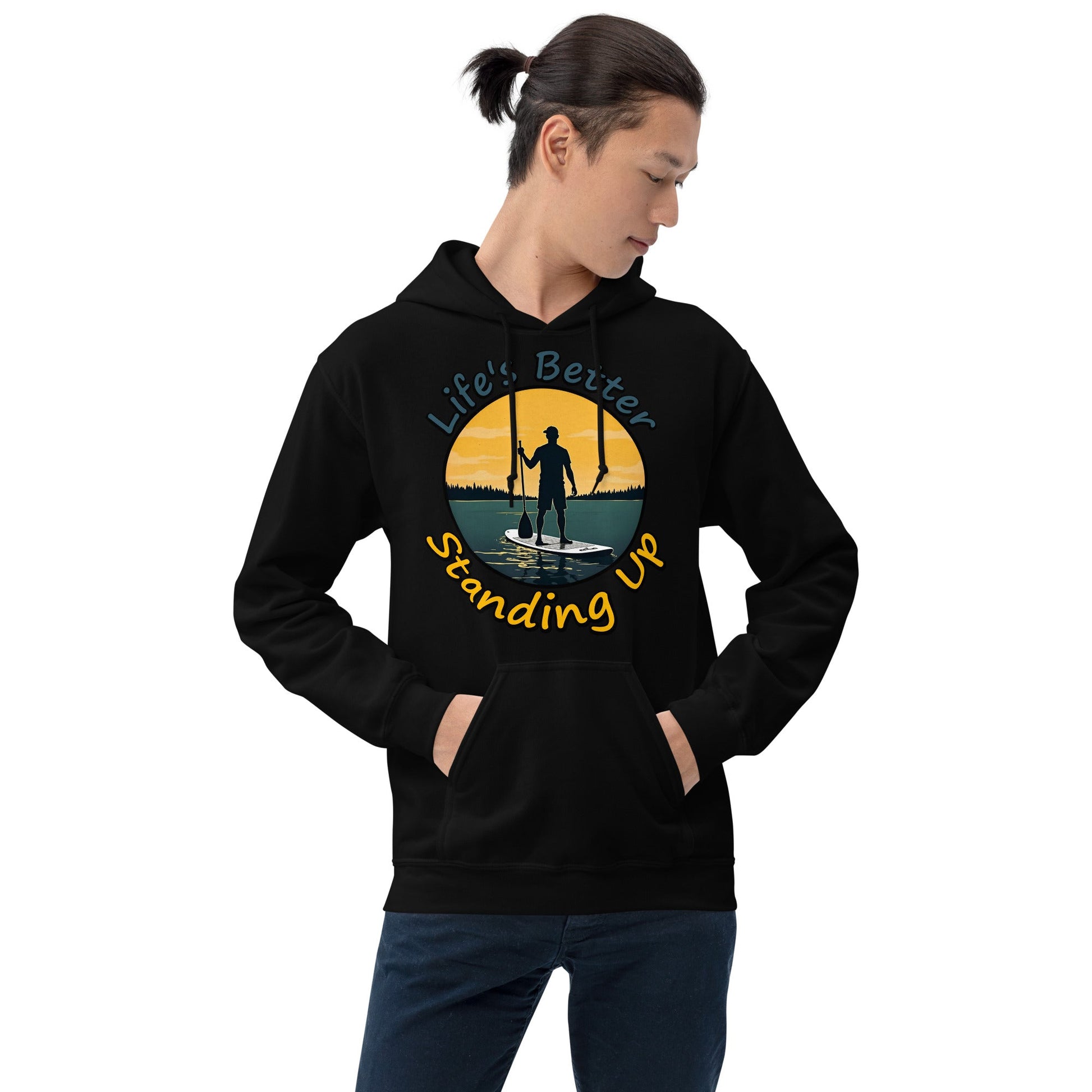 Paddle Boarding "Life's Better Standing Up" Men's (Unisex) Heavy Blend Hoodie - Hoodies - Discovery Co.