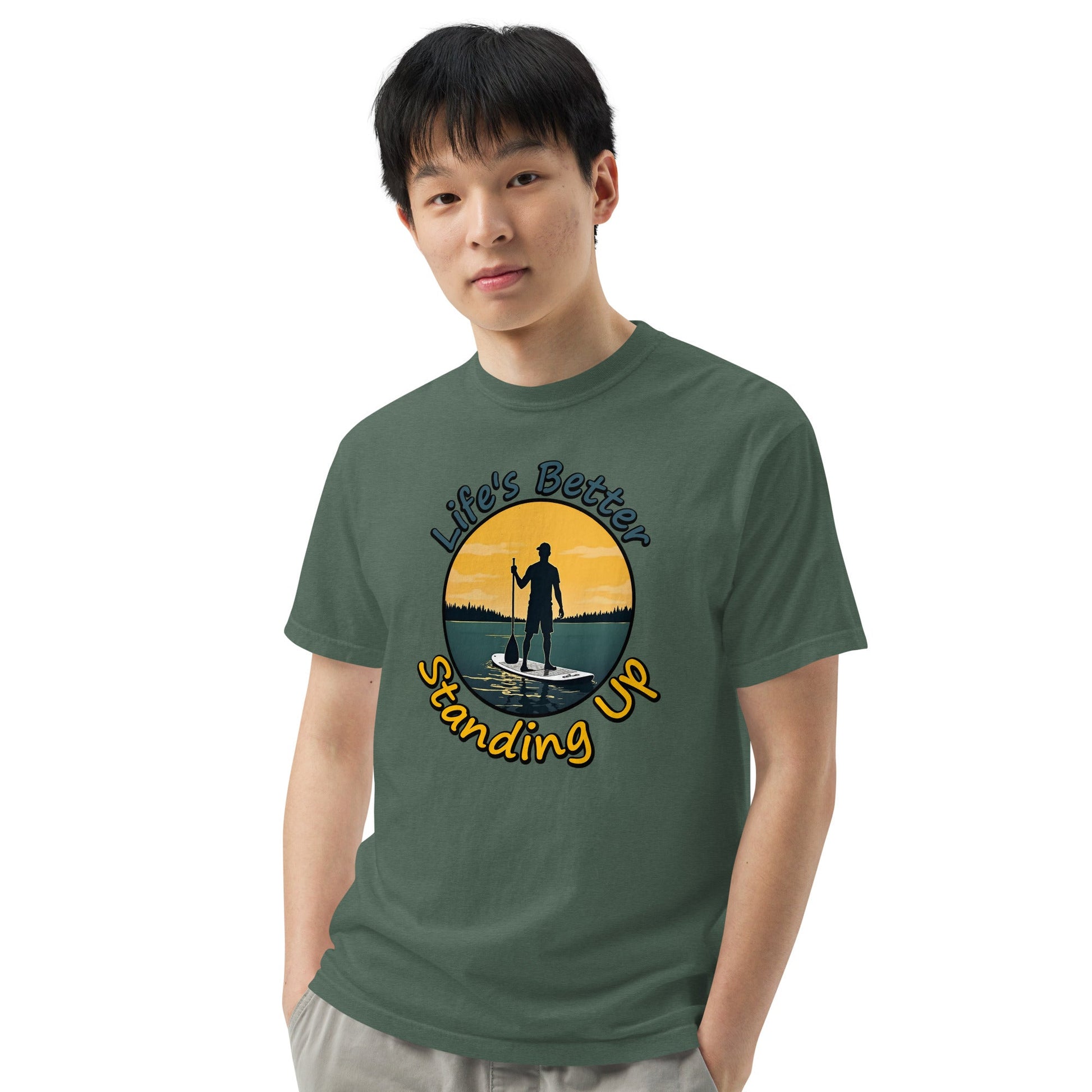 Paddle Boarding "Life's Better Standing Up" Men's (Unisex) Premium Tee - Men's Shirts - Discovery Co.
