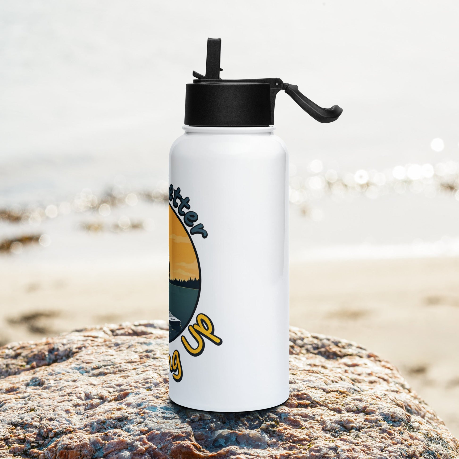 Paddle Boarding "Life's Better Standing Up" Stainless Steel Water Bottle With Straw Lid - Stainless Steel Water Bottle With Straw Lid - Discovery Co.