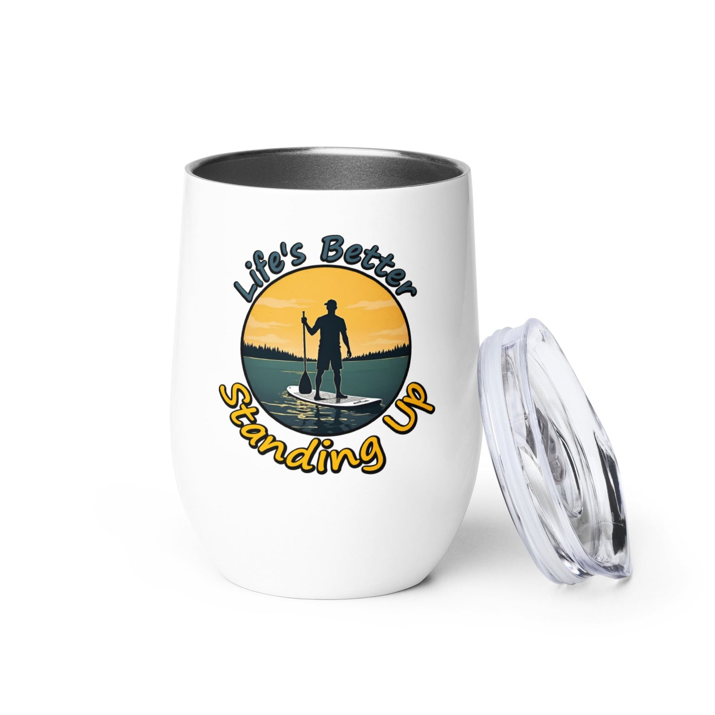Paddle Boarding "Life's Better Standing Up" Stainless Steel Wine Tumbler - Steel Tumbler - Discovery Co.