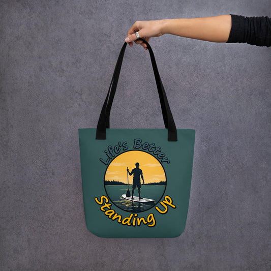 Paddle Boarding "Life's Better Standing Up" Tote Bag - Tote Bags - Discovery Co.