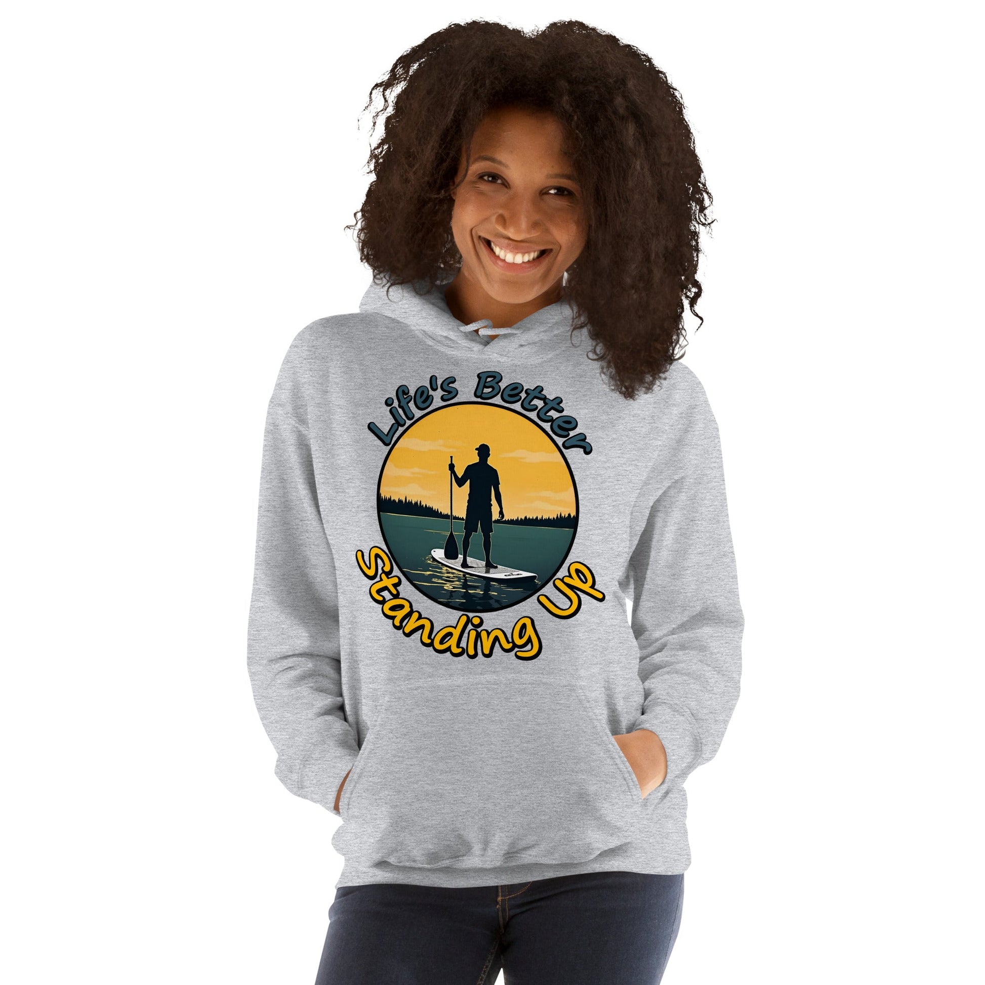 Paddle Boarding "Life's Better Standing Up" Women's (Unisex) Heavy Blend Hoodie - Hoodies - Discovery Co.