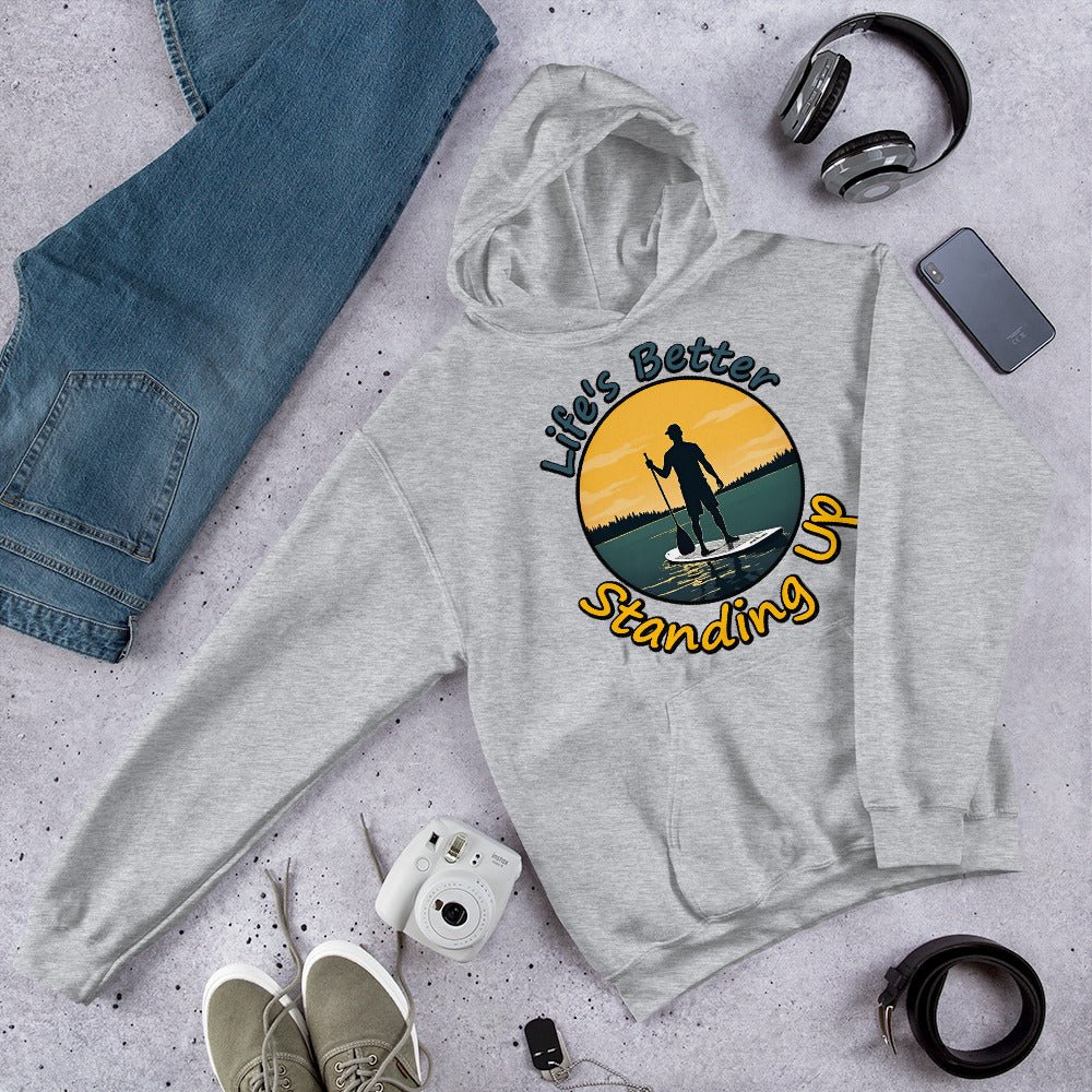 Paddle Boarding "Life's Better Standing Up" Women's (Unisex) Heavy Blend Hoodie - Hoodies - Discovery Co.