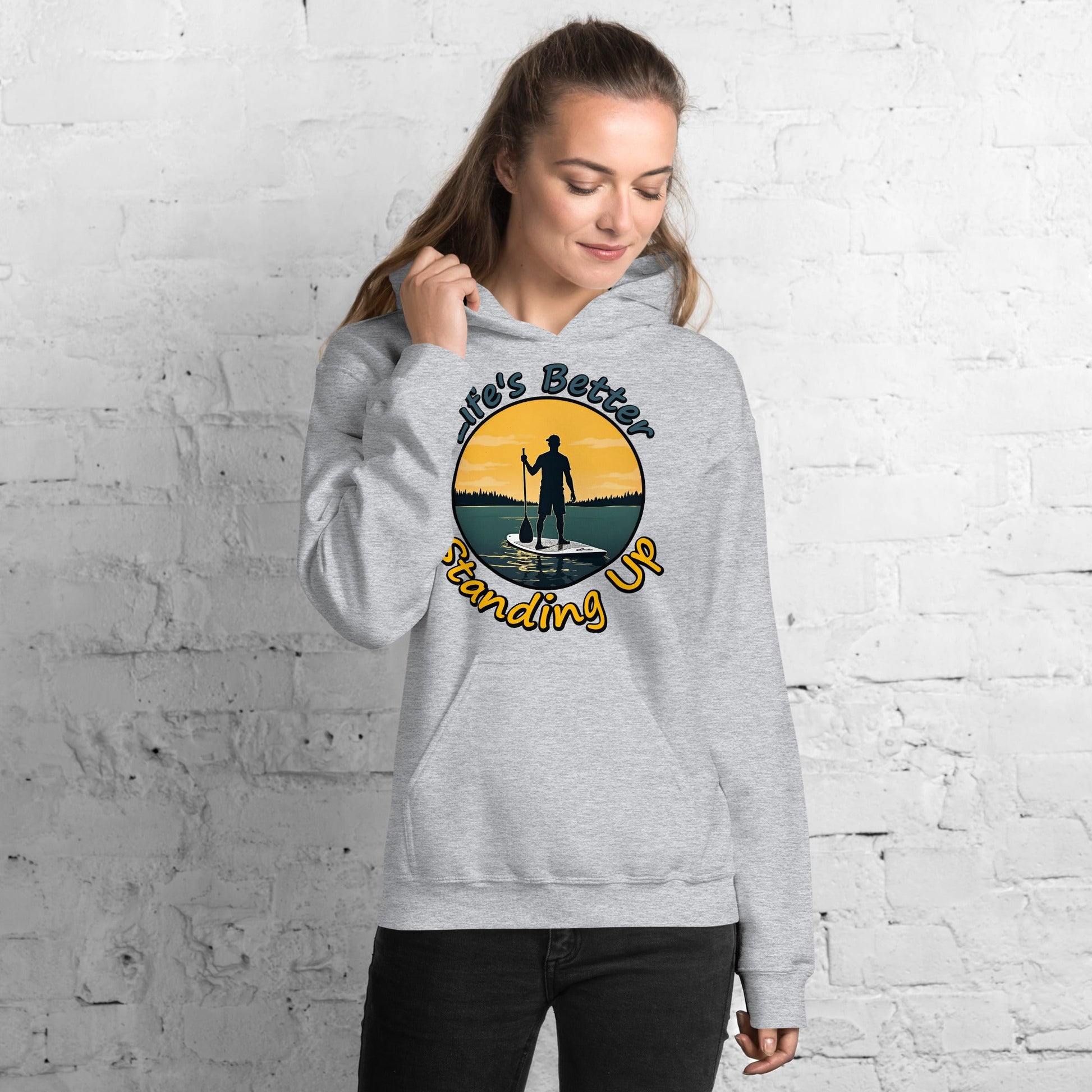 Paddle Boarding "Life's Better Standing Up" Women's (Unisex) Heavy Blend Hoodie - Hoodies - Discovery Co.