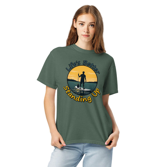 Paddle Boarding "Life's Better Standing Up" Women's (Unisex) Premium Tee - Women's Shirts - Discovery Co.
