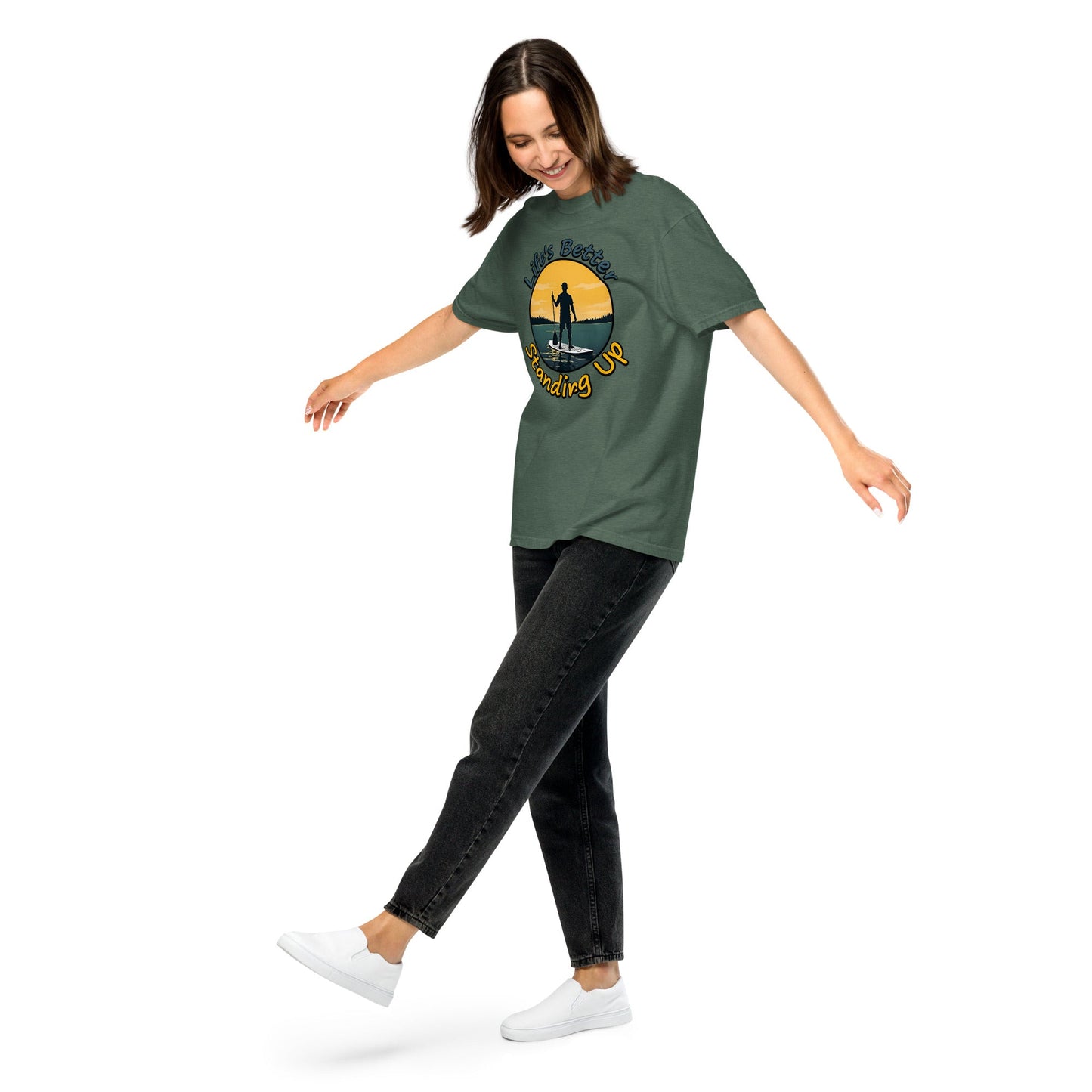 Paddle Boarding "Life's Better Standing Up" Women's (Unisex) Premium Tee - Women's Shirts - Discovery Co.