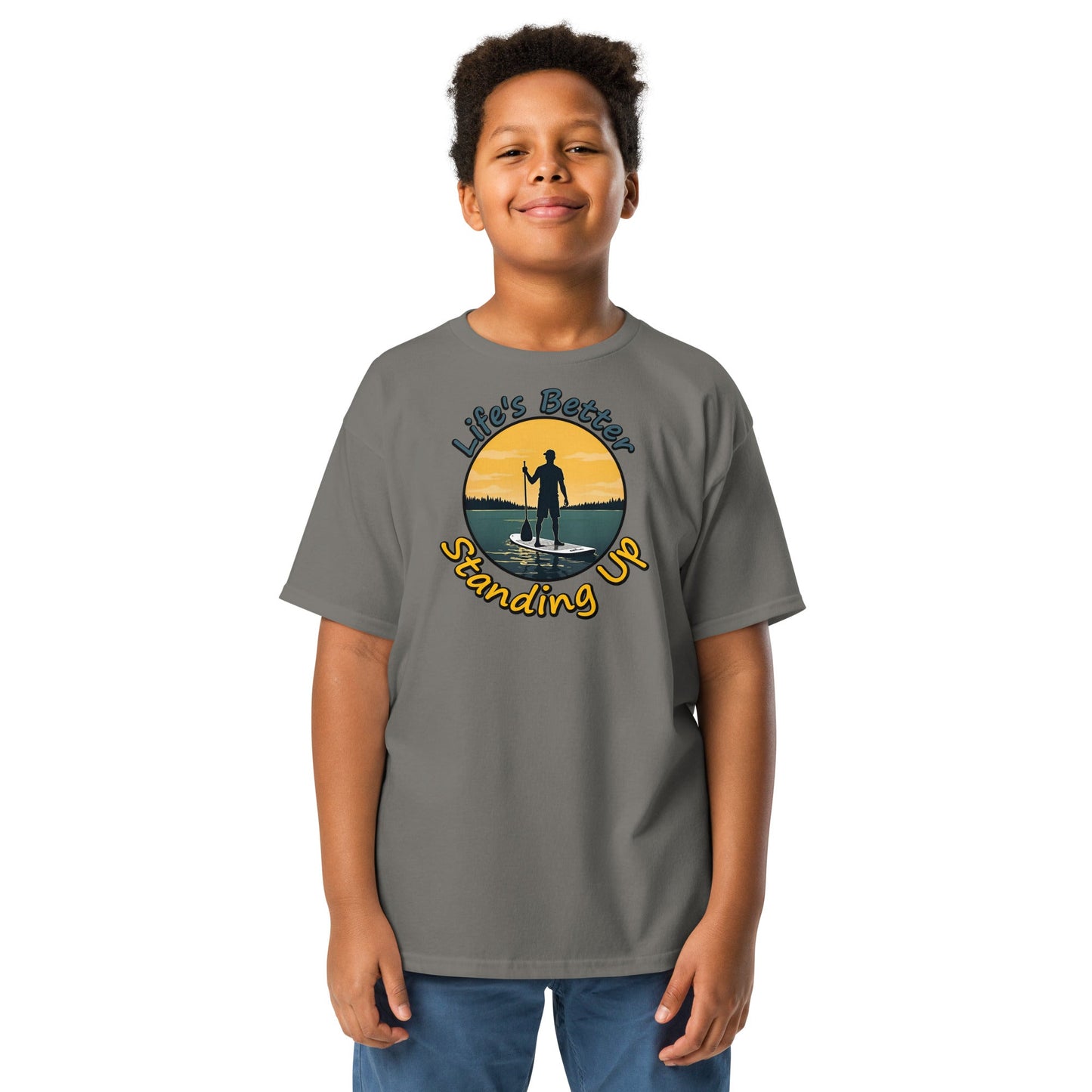 Paddle Boarding "Life's Better Standing Up" Youth Classic Tee - Kid's & Youth Apparel - Discovery Co.