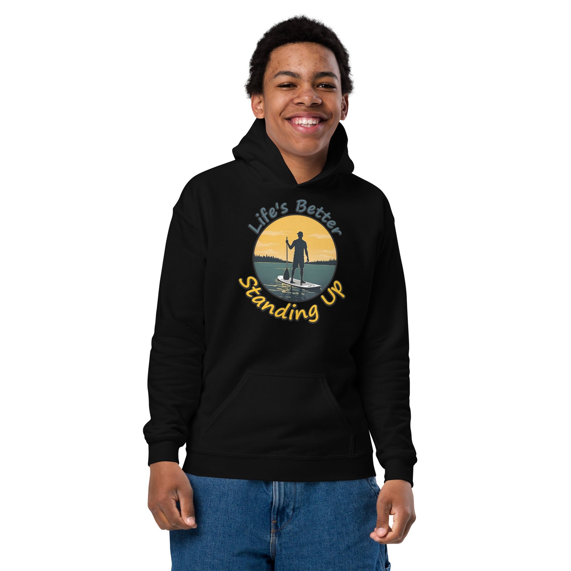 Paddle Boarding "Life's Better Standing Up" Youth (Unisex) Heavy Blend Hoodie - Hoodies - Discovery Co.