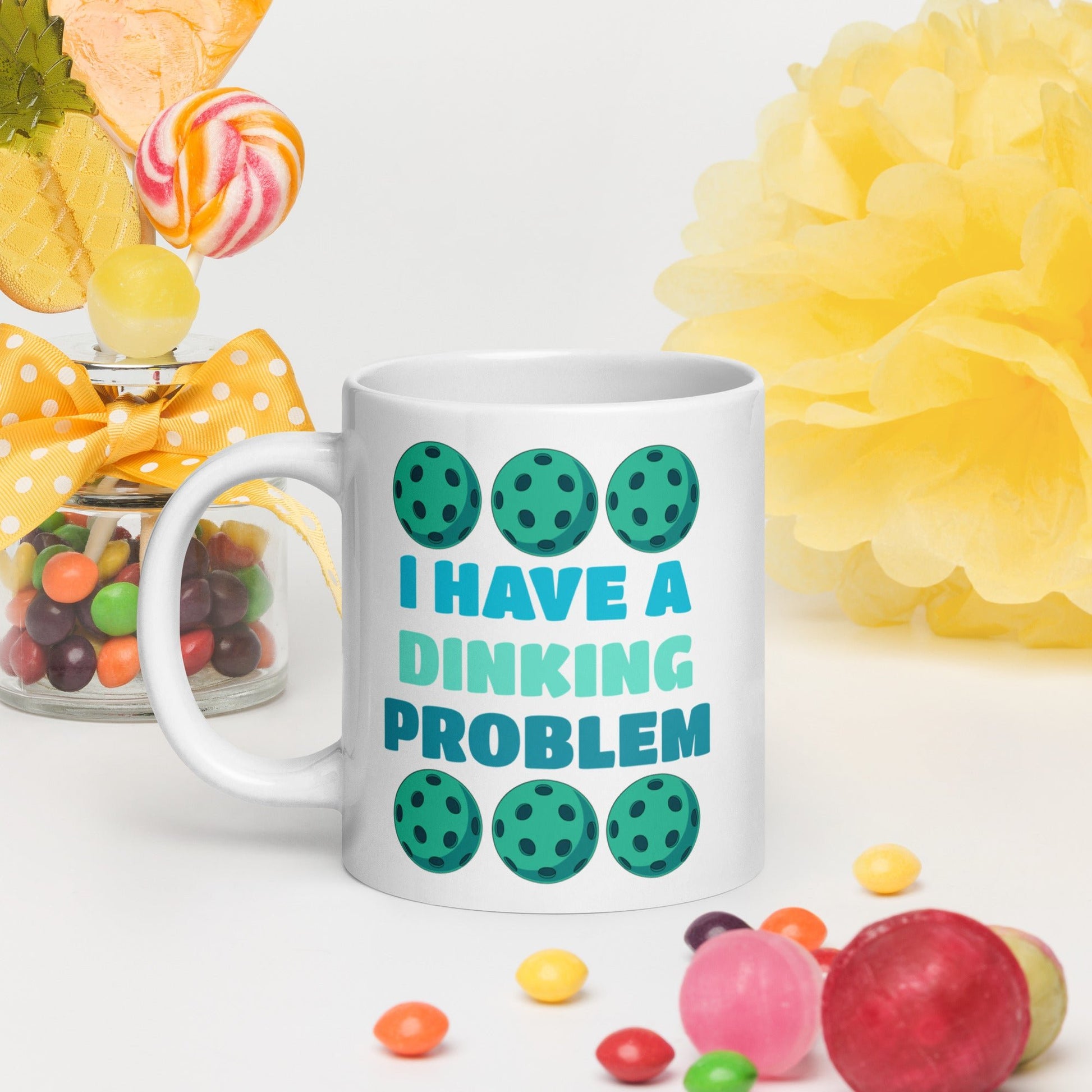 Pickleball "I Have A Dinking Problem" White Glossy Mug (11 oz. 15 oz, 20 oz) - Mugs - Discovery Co.