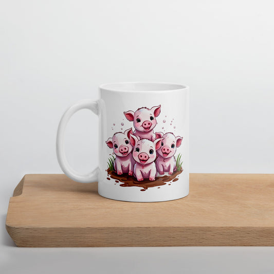 Piglets White Glossy Mug (11 oz, 15 oz, 20 oz) - Mugs - Discovery Co.