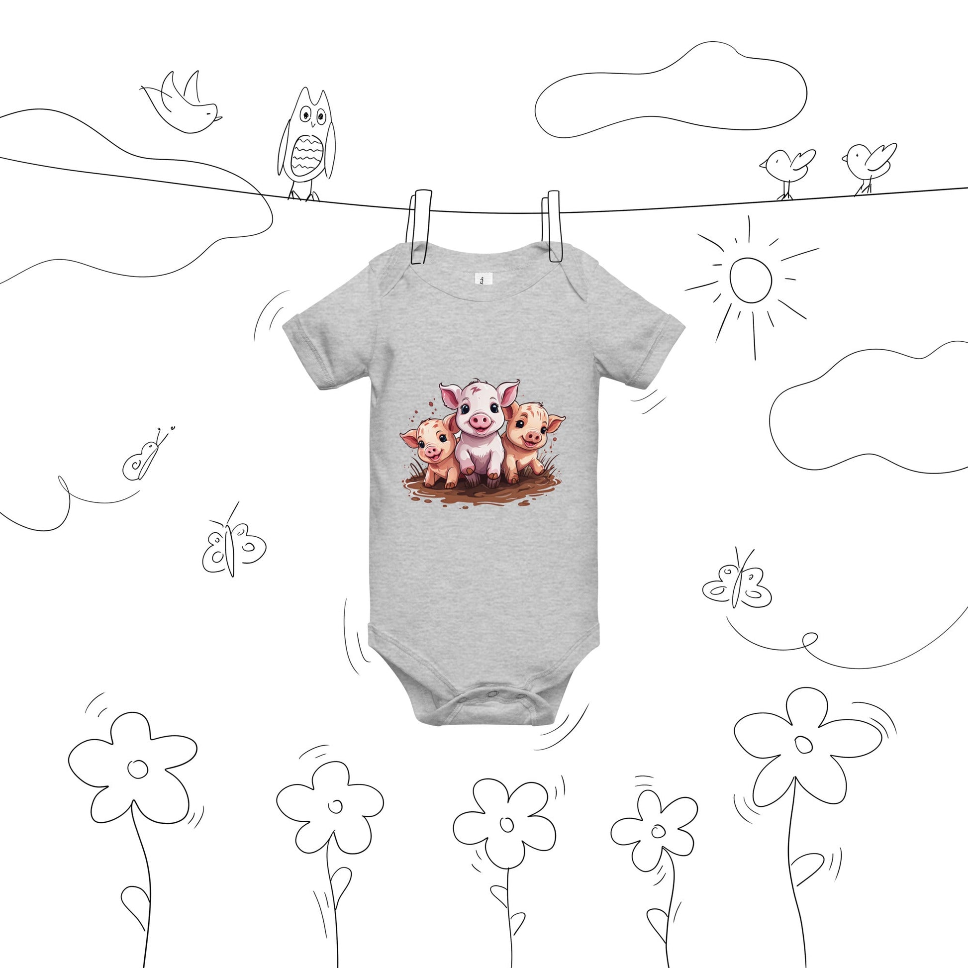 Pigs Baby Short Sleeve One Piece - Baby & Toddler Apparel - Discovery Co.