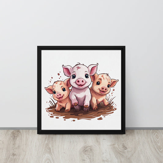 Pigs Framed Canvas - Canvas Prints - Discovery Co.