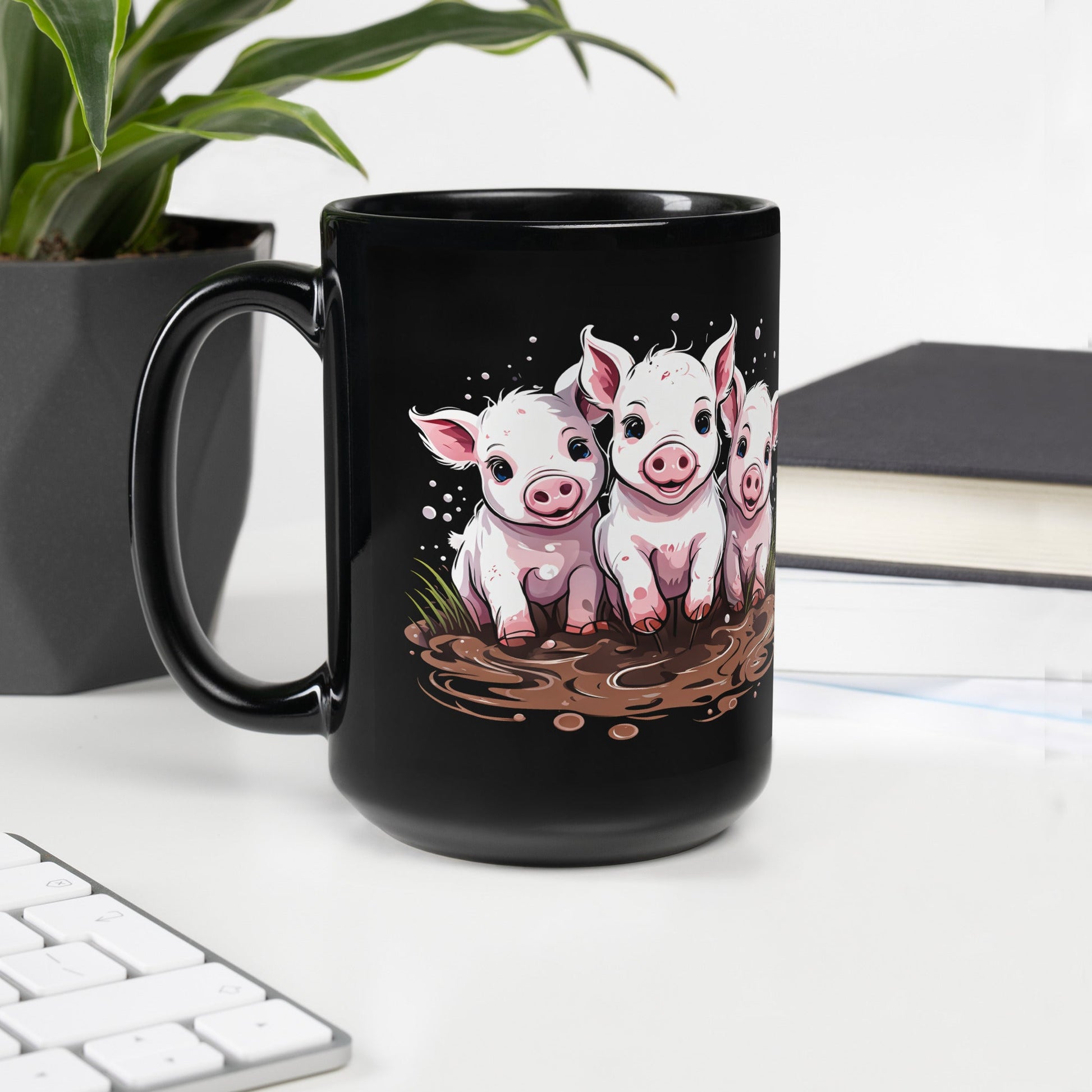 Pigs In The Mud Black Glossy Mug (11 oz, 15 oz) - Discovery Co.