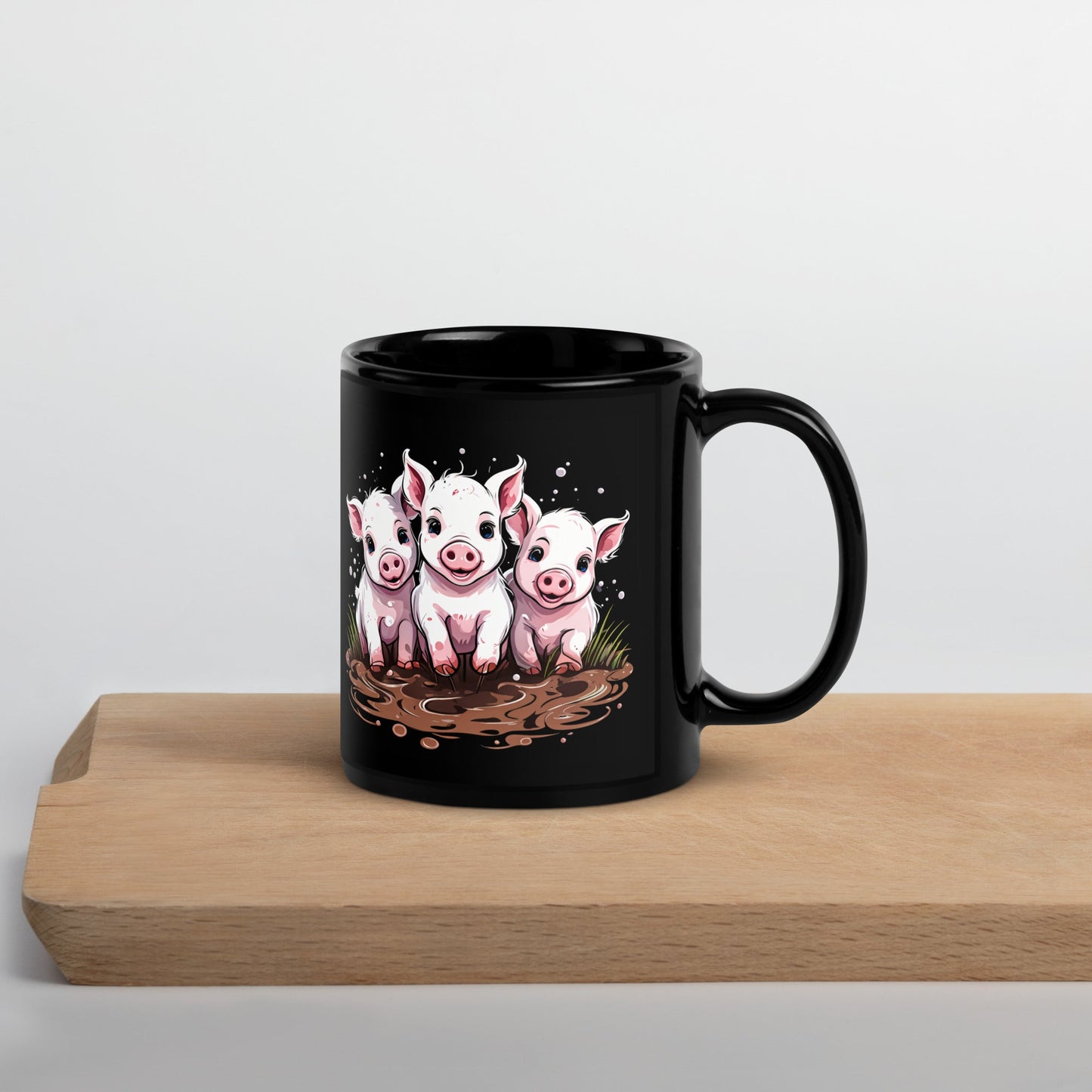 Pigs In The Mud Black Glossy Mug (11 oz, 15 oz) - Mugs - Discovery Co.