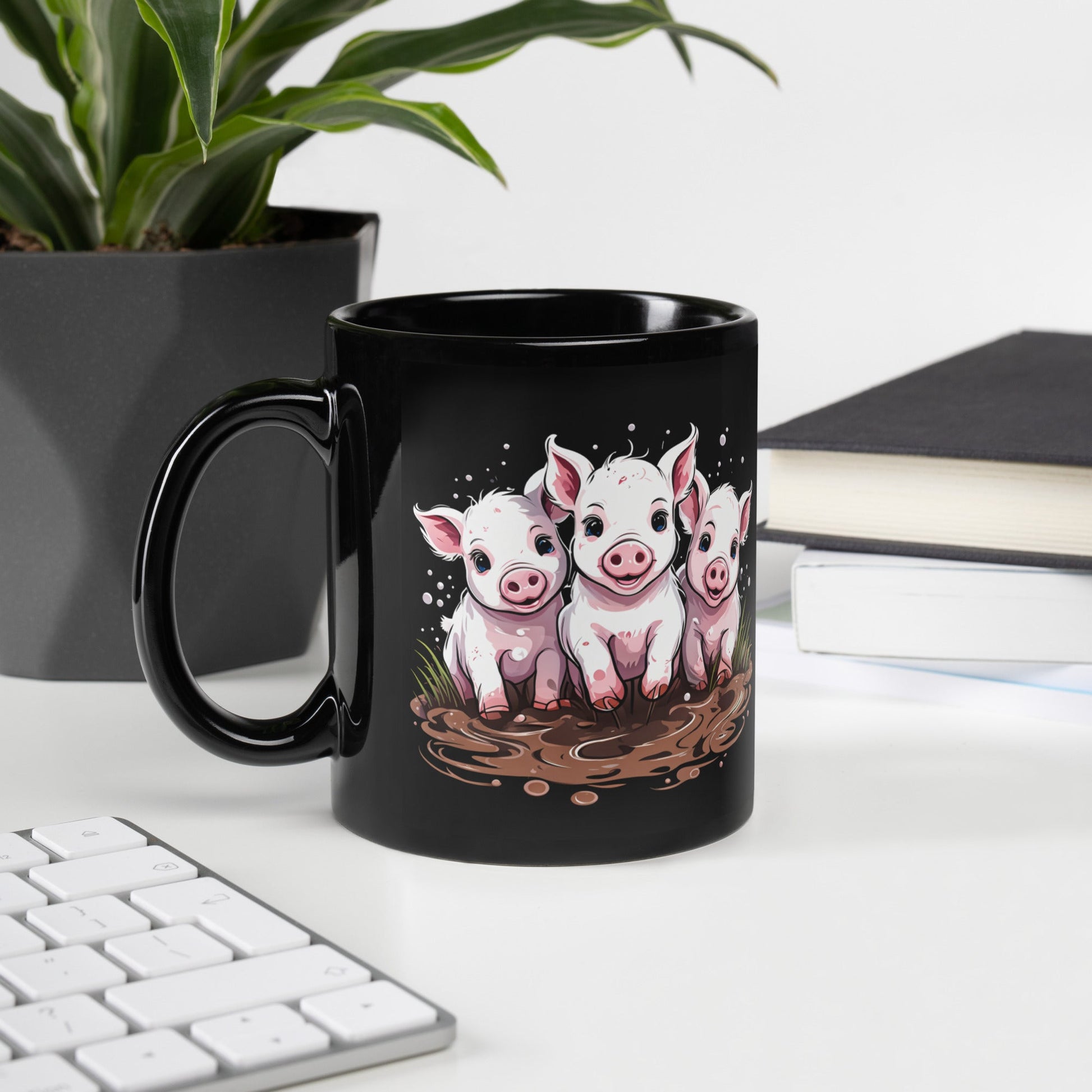 Pigs In The Mud Black Glossy Mug (11 oz, 15 oz) - Mugs - Discovery Co.