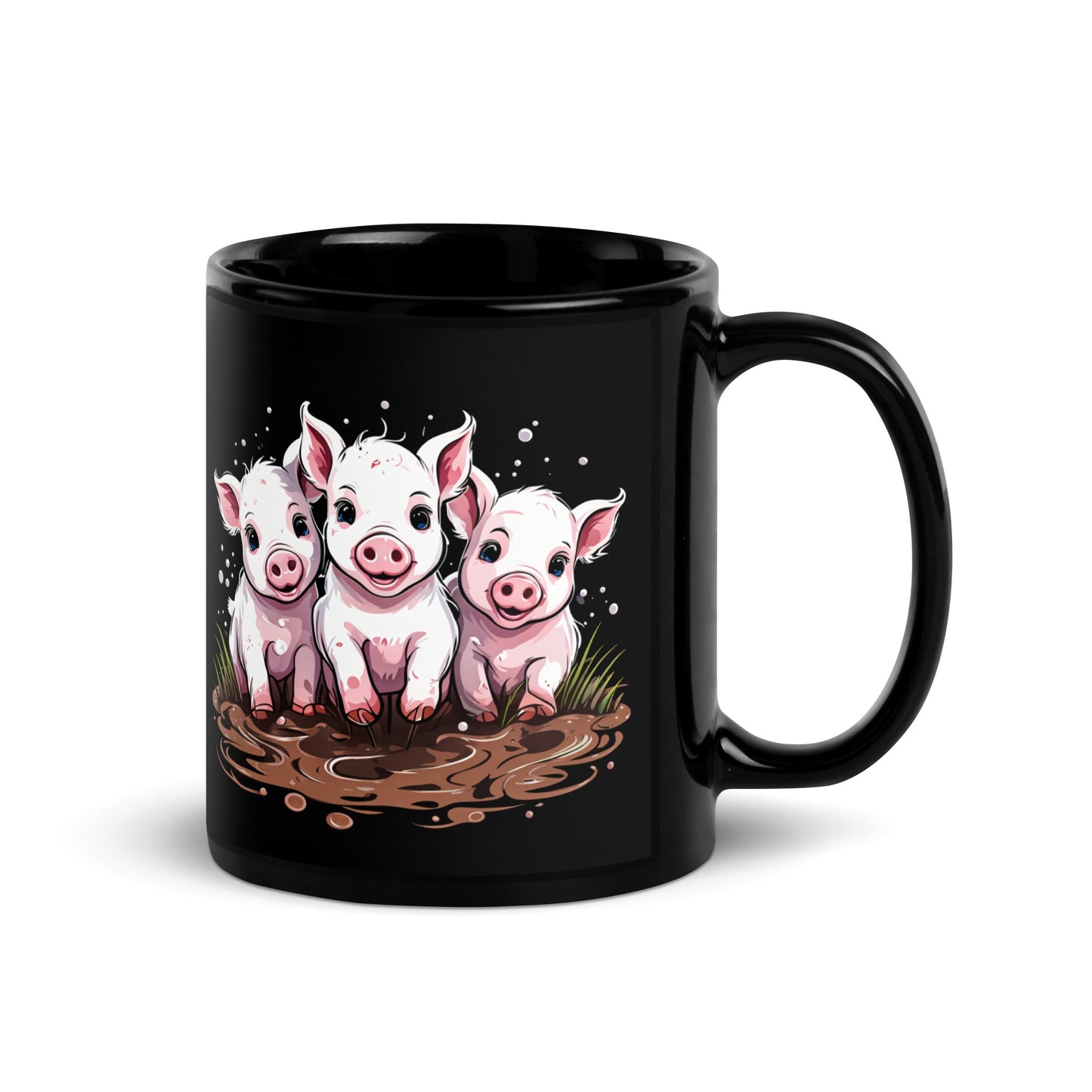 Pigs In The Mud Black Glossy Mug (11 oz) - Discovery Co.